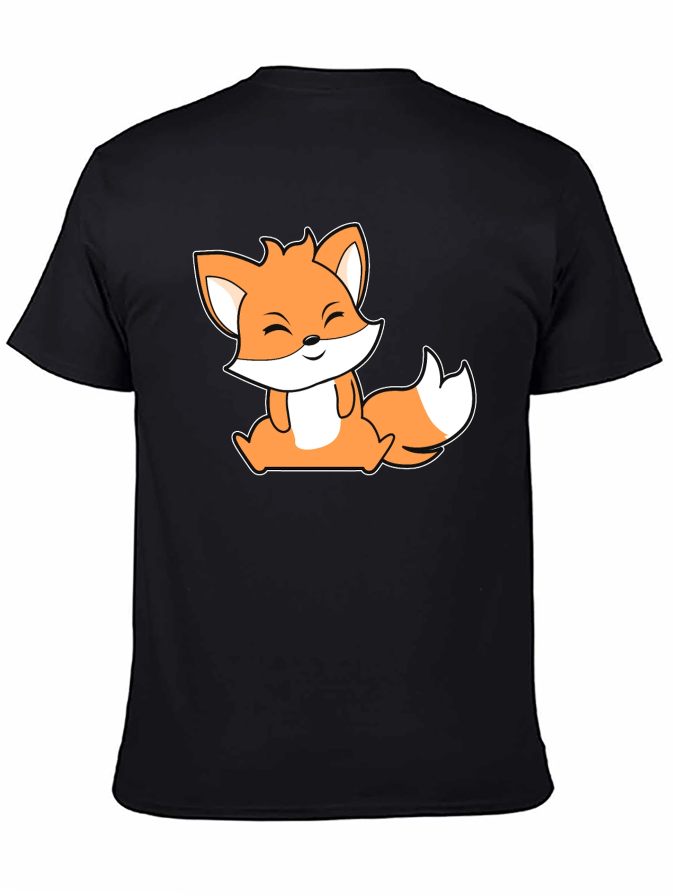 Cute Fox Graphic Black T-Shirt