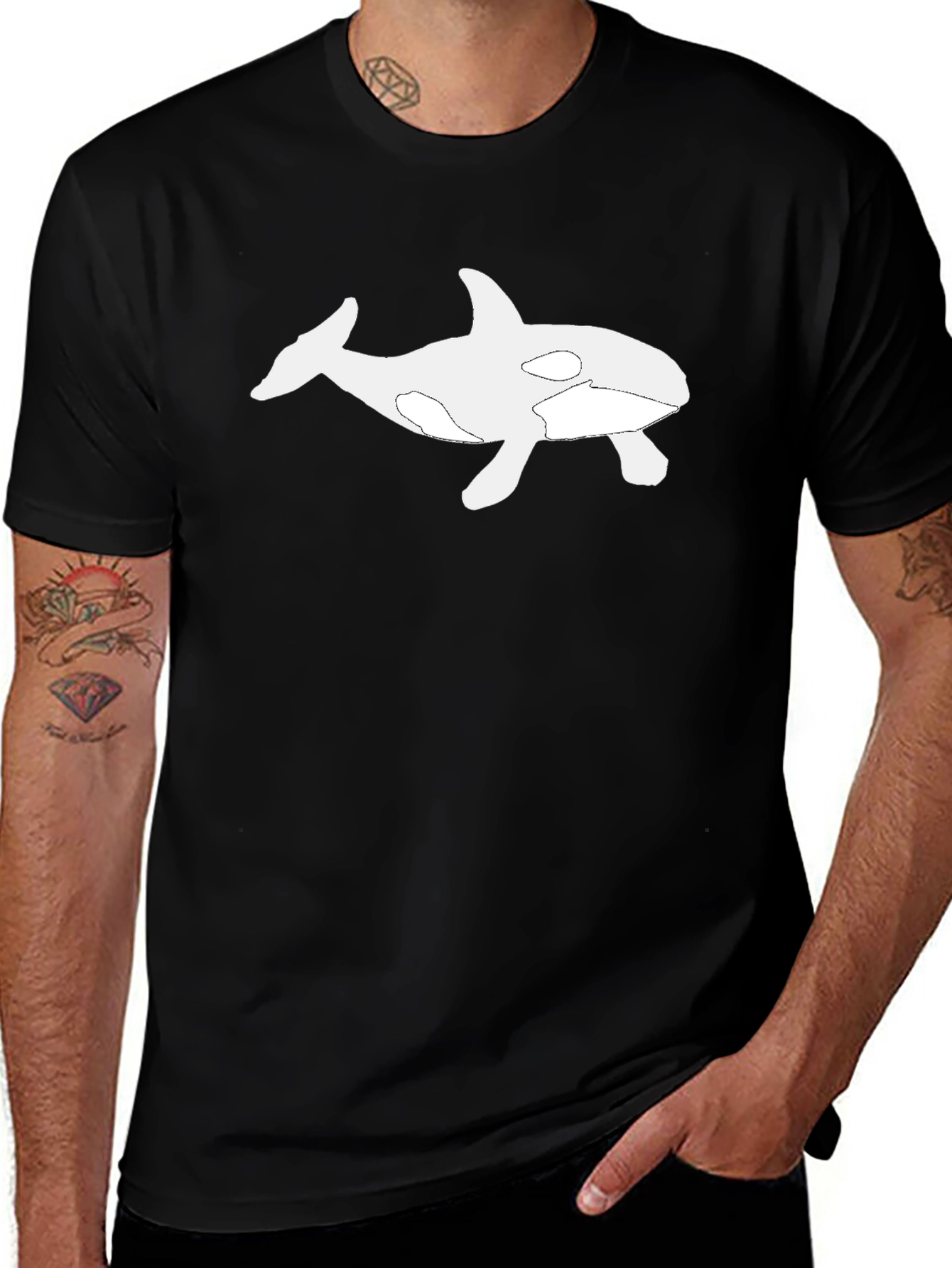 Orca Graphic T-Shirt - Black Cotton Blend