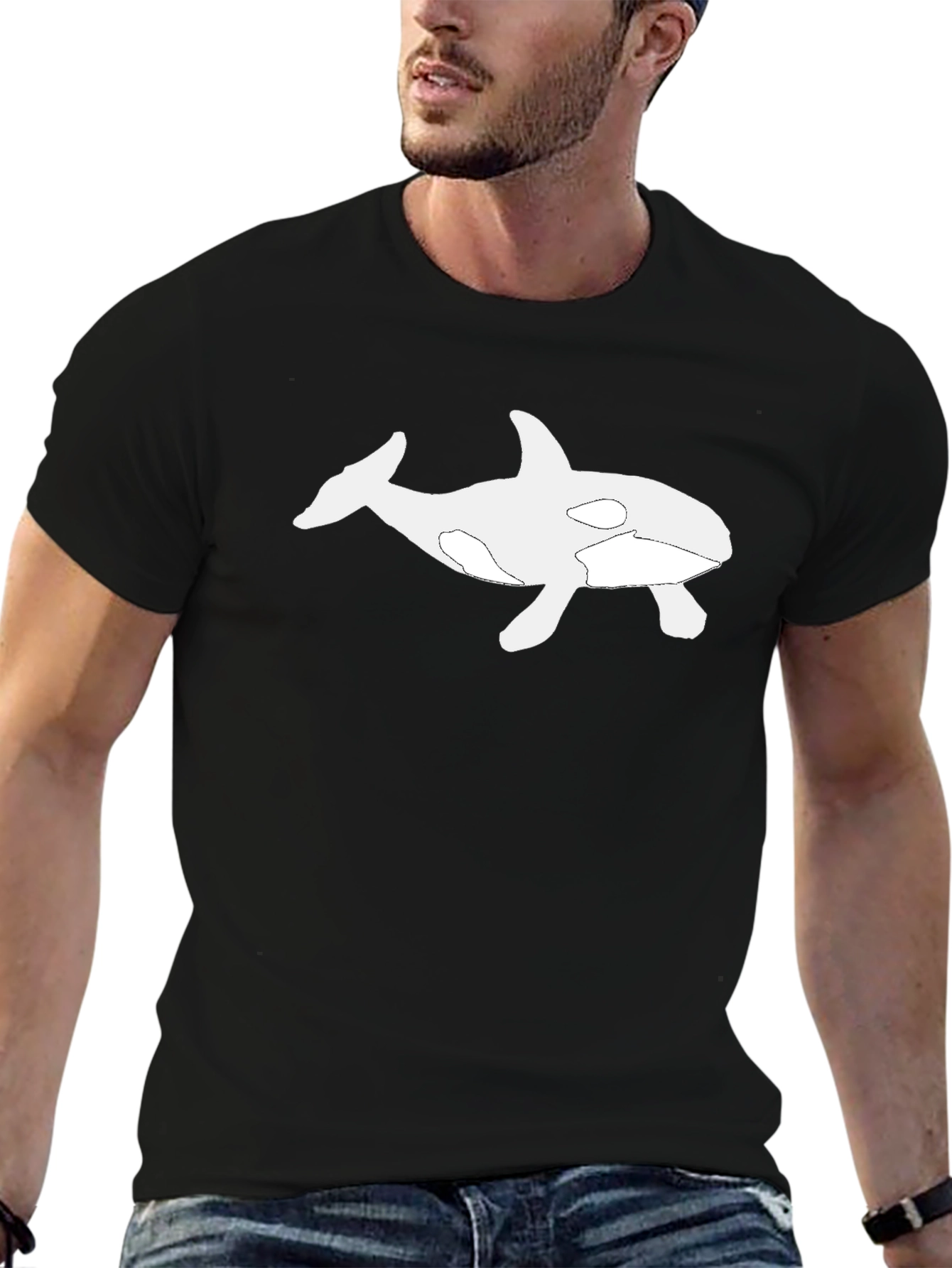 Orca Graphic T-Shirt - Black Cotton Blend