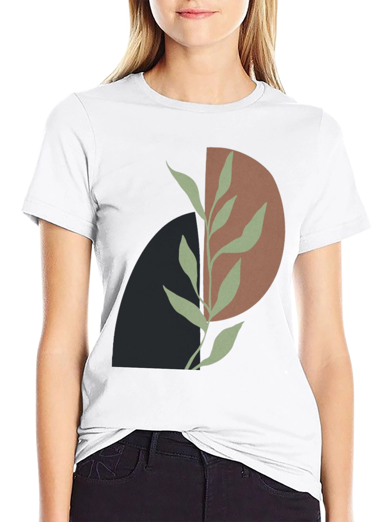 Abstract Plant Graphic Black T-Shirt