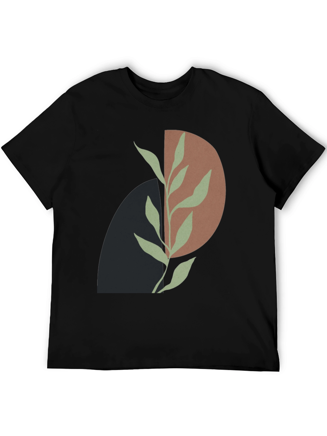 Abstract Plant Graphic Black T-Shirt