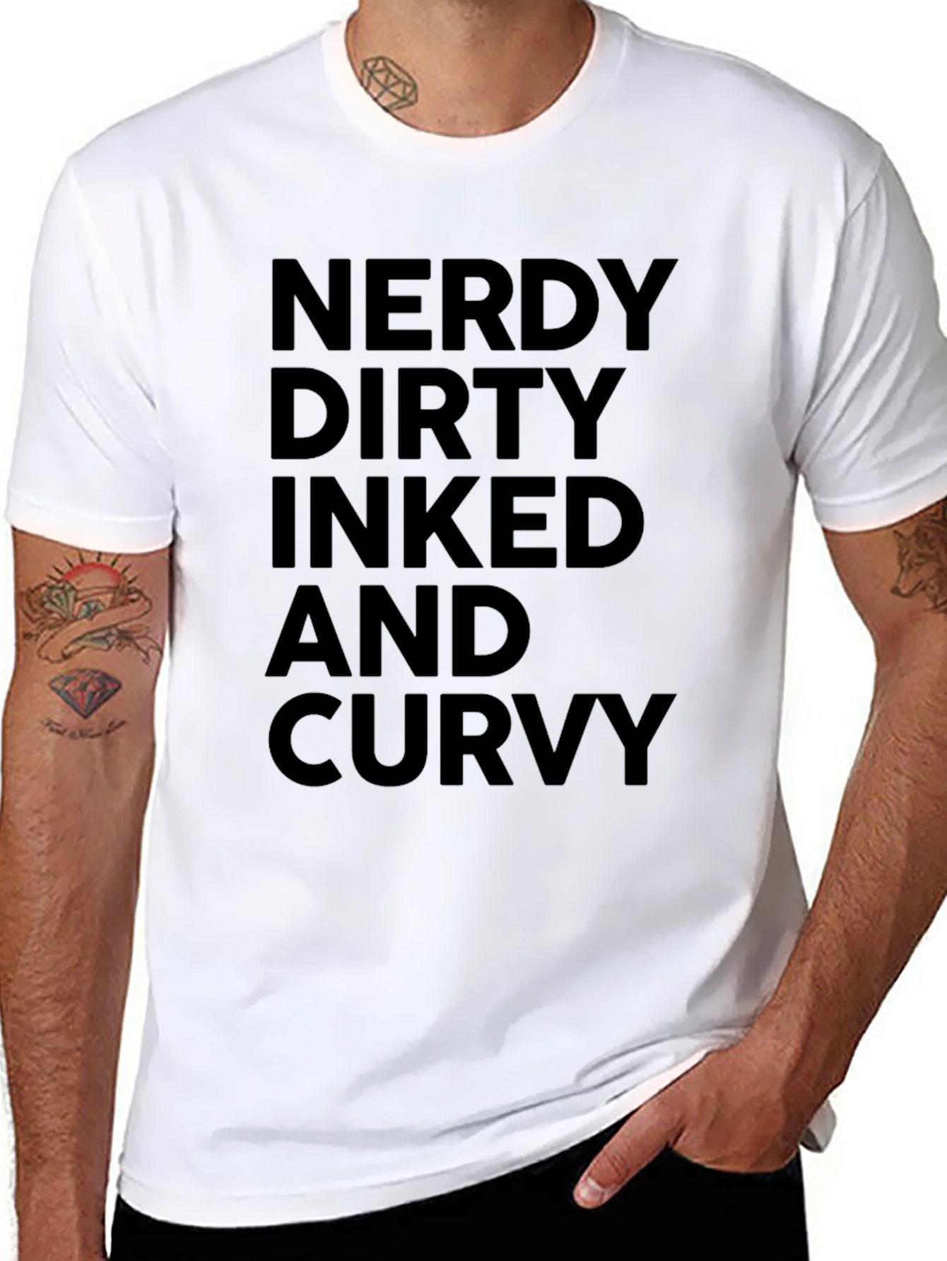 Nerdy Dirty Inked and Curvy Black T-Shirt