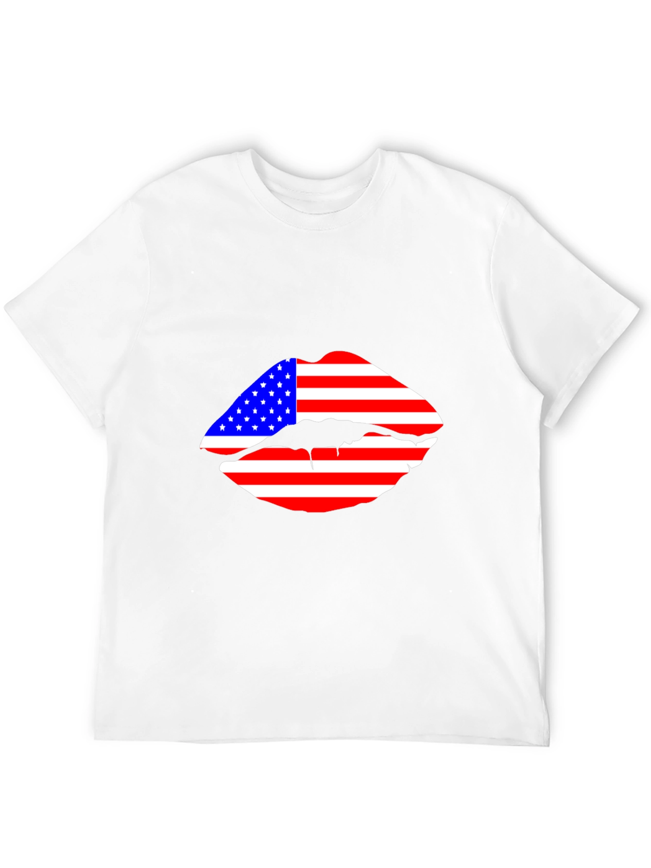 American Flag Lips Black T-Shirt