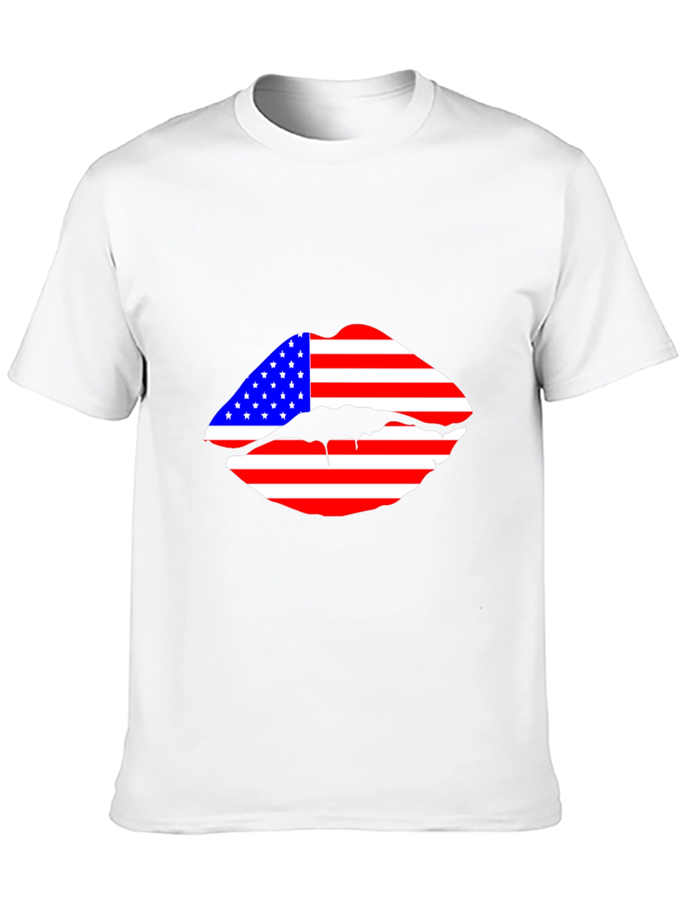 American Flag Lips Black T-Shirt