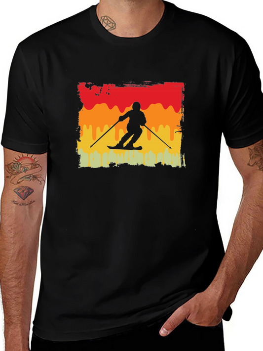 Vintage Ski T-Shirt: Retro Style Black Cotton Tee