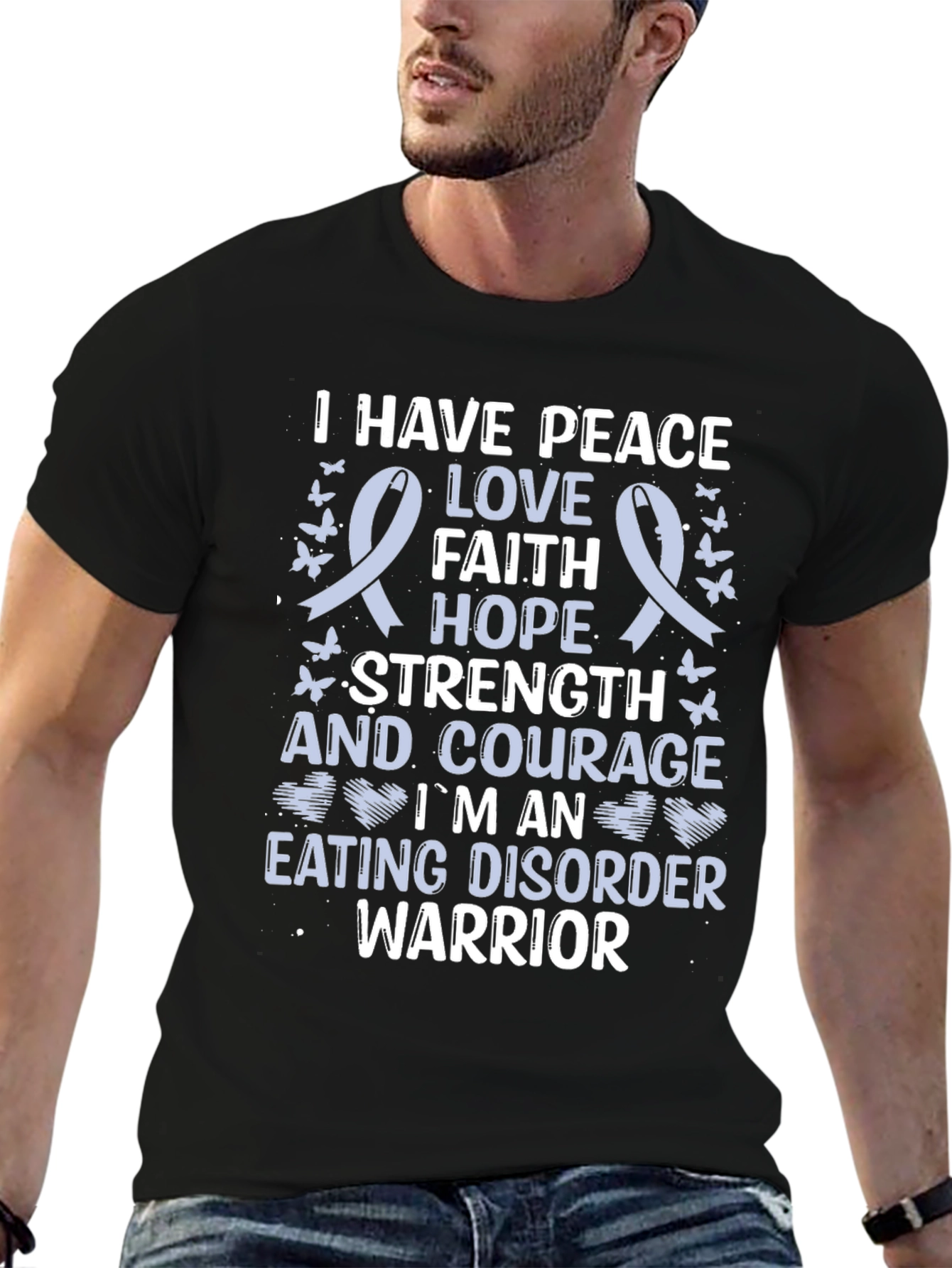 Eating Disorder Warrior T-Shirt: Peace Love Hope