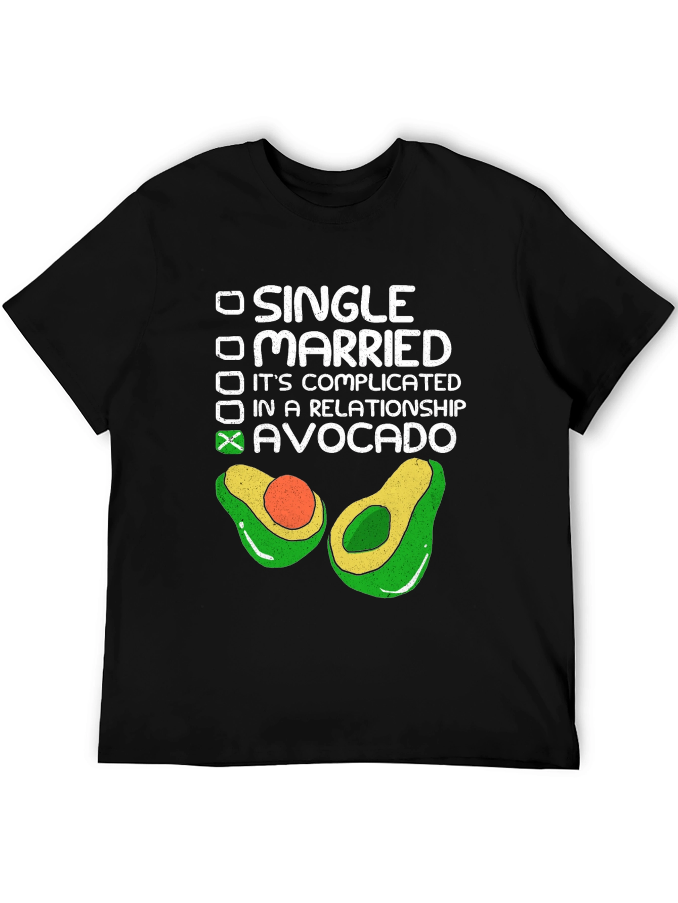 Avocado Relationship Status T-Shirt - Black Cotton Tee
