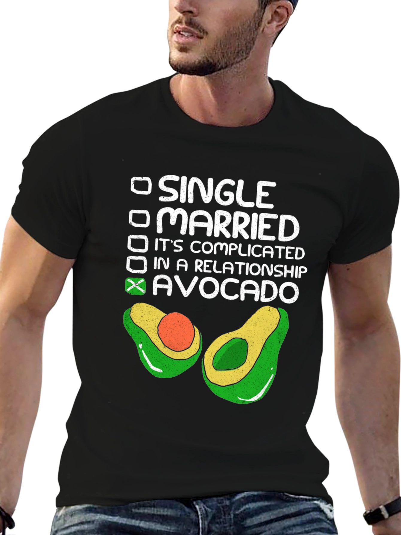Avocado Relationship Status T-Shirt - Black Cotton Tee