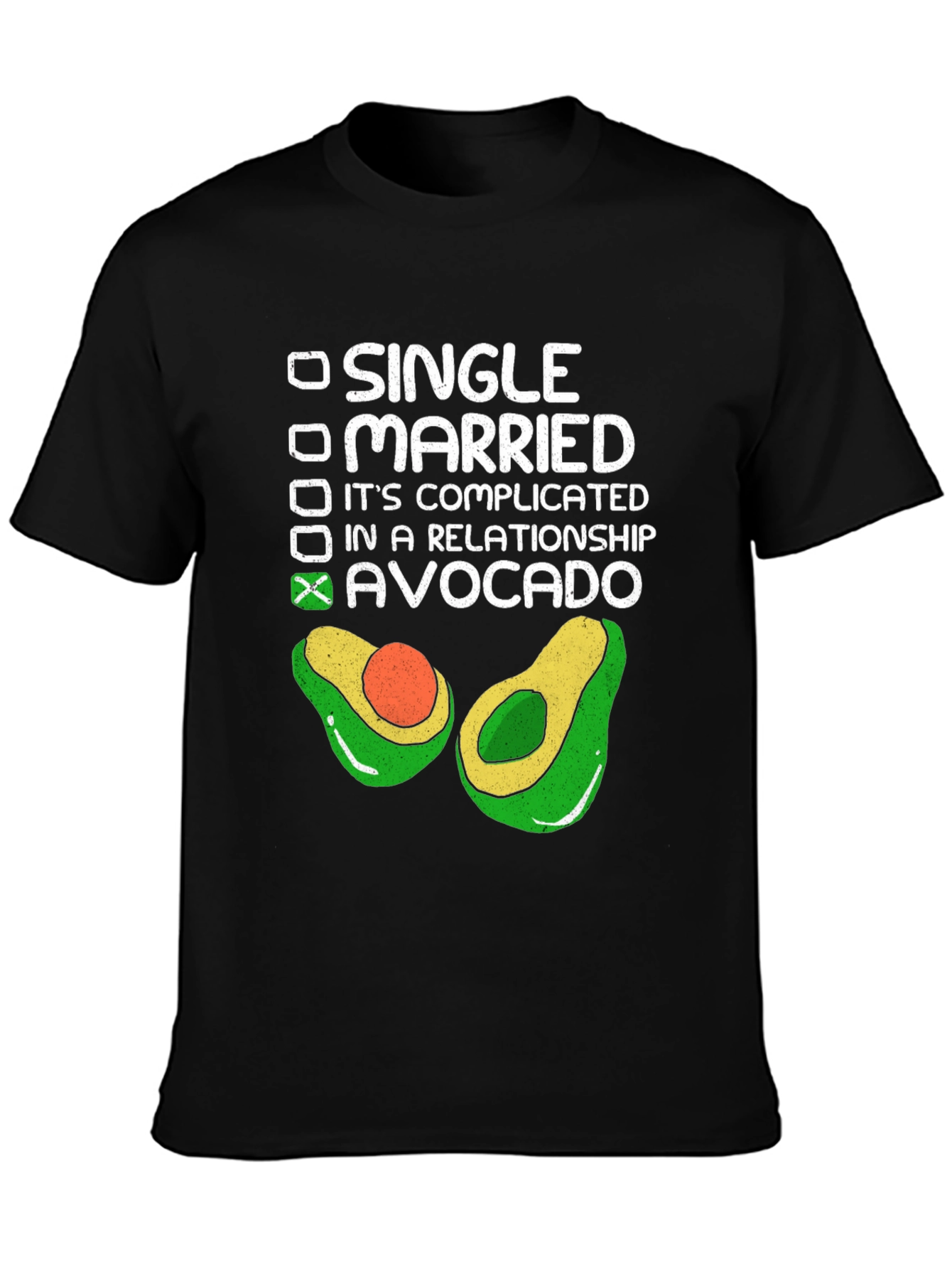 Avocado Relationship Status T-Shirt - Black Cotton Tee
