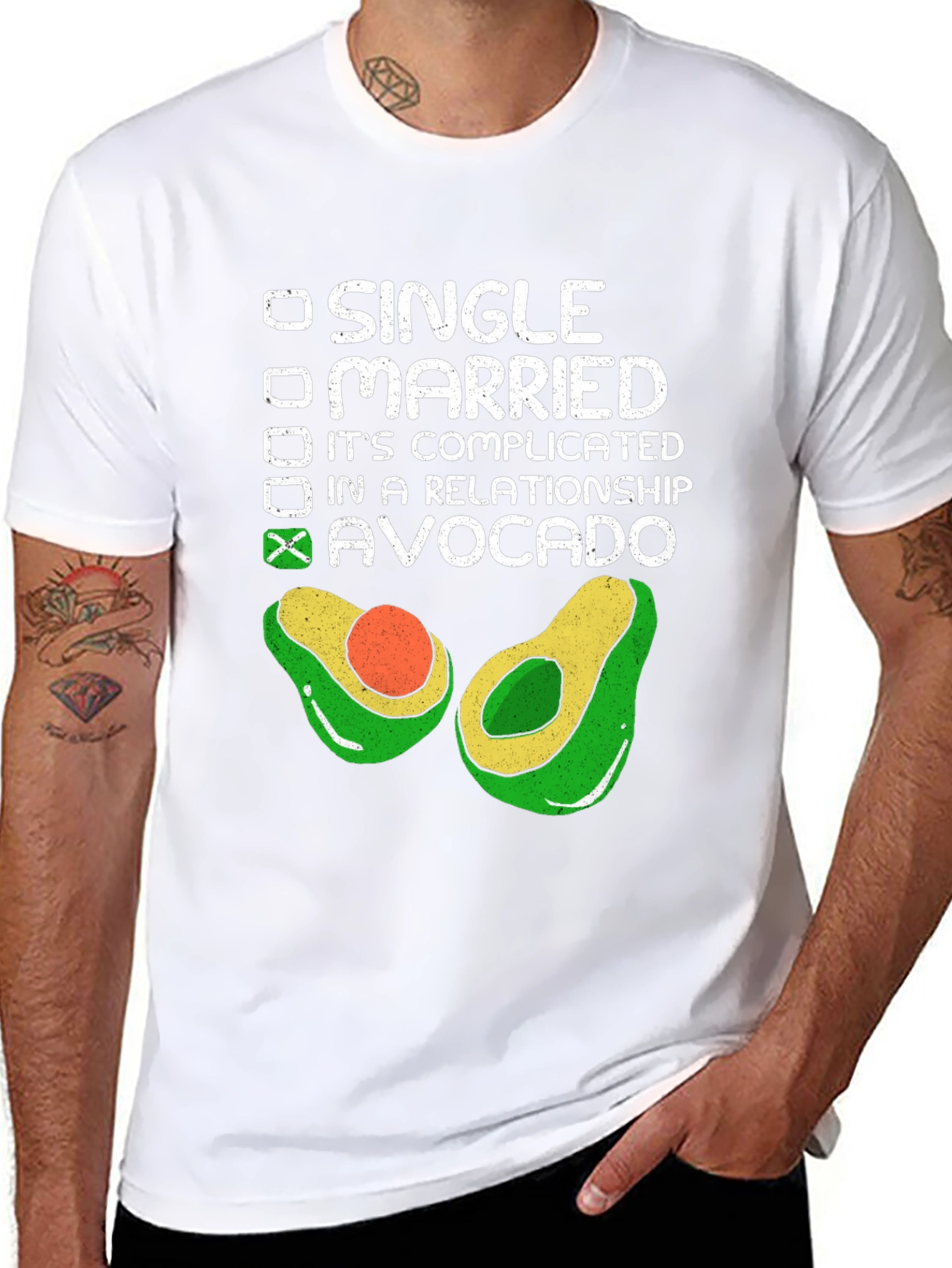 Avocado Relationship Status T-Shirt - Black Cotton Tee