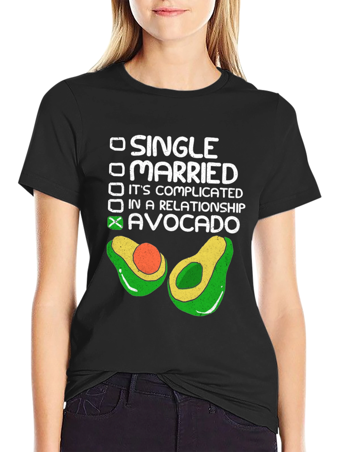 Avocado Relationship Status T-Shirt - Black Cotton Tee