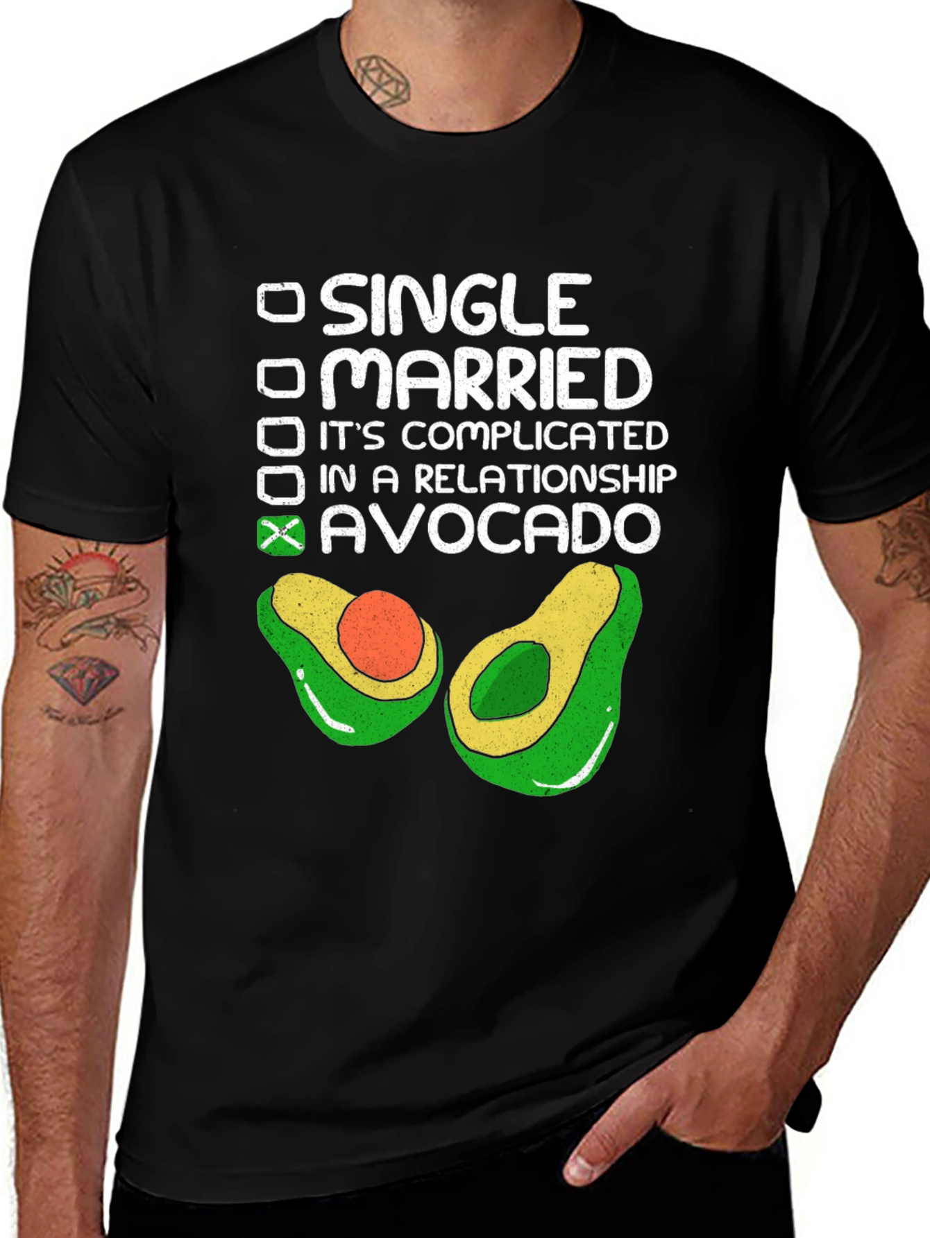 Avocado Relationship Status T-Shirt - Black Cotton Tee
