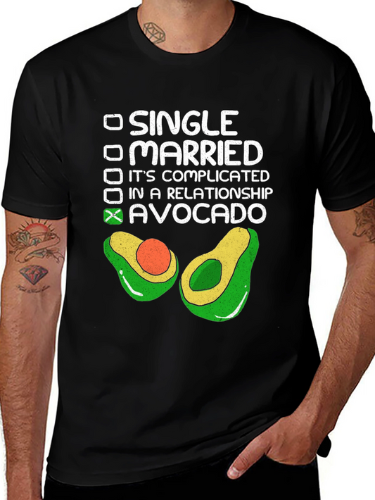 Avocado Relationship Status T-Shirt - Black Cotton Tee