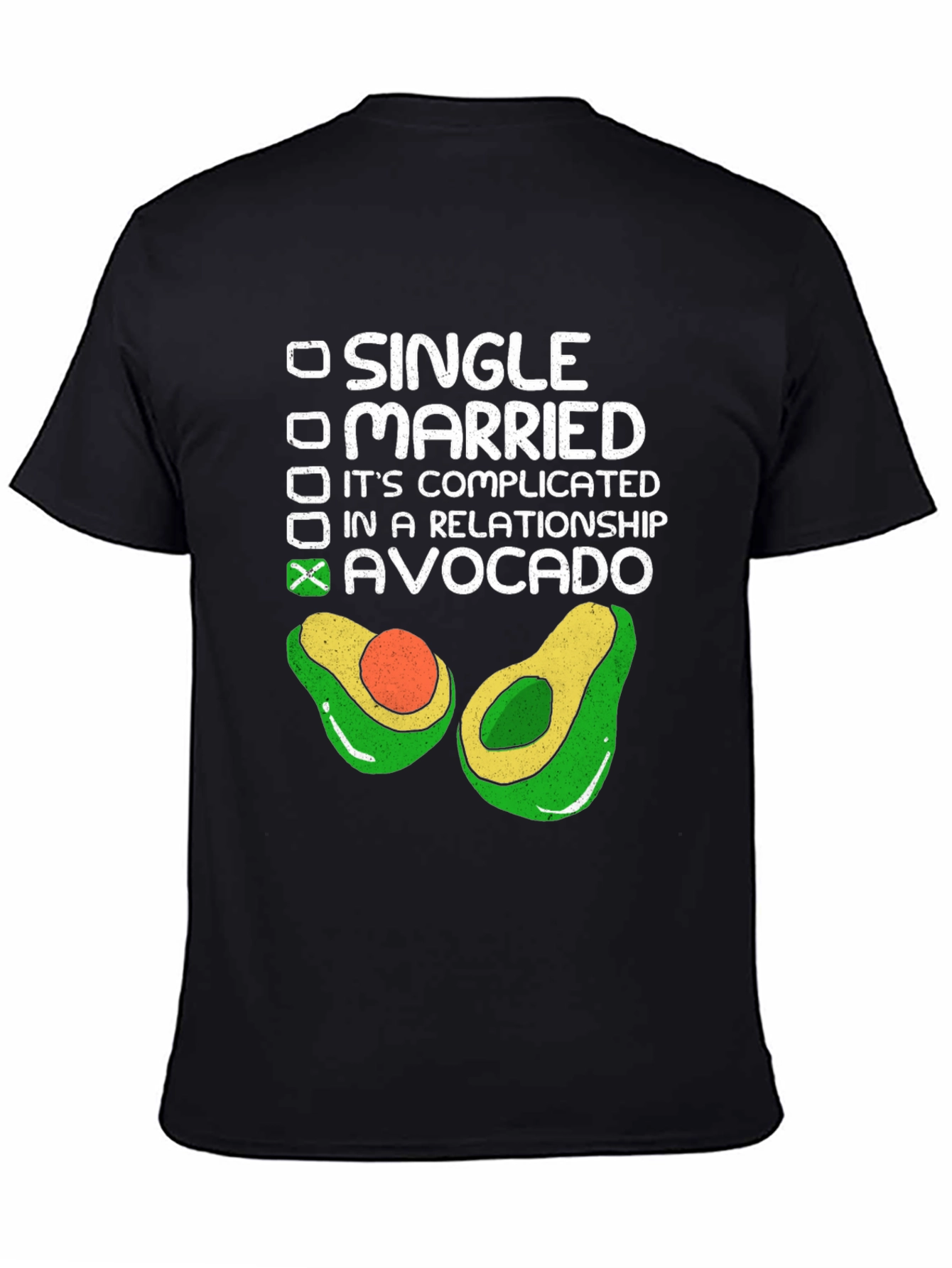 Avocado Relationship Status T-Shirt - Black Cotton Tee