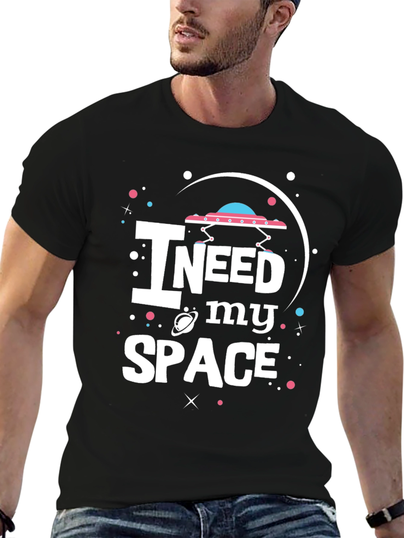 I Need My Space Black Graphic T-Shirt