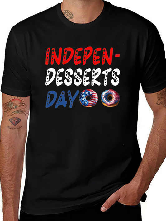 Indepen-Desserts Day T-Shirt Patriotic Donut Tee