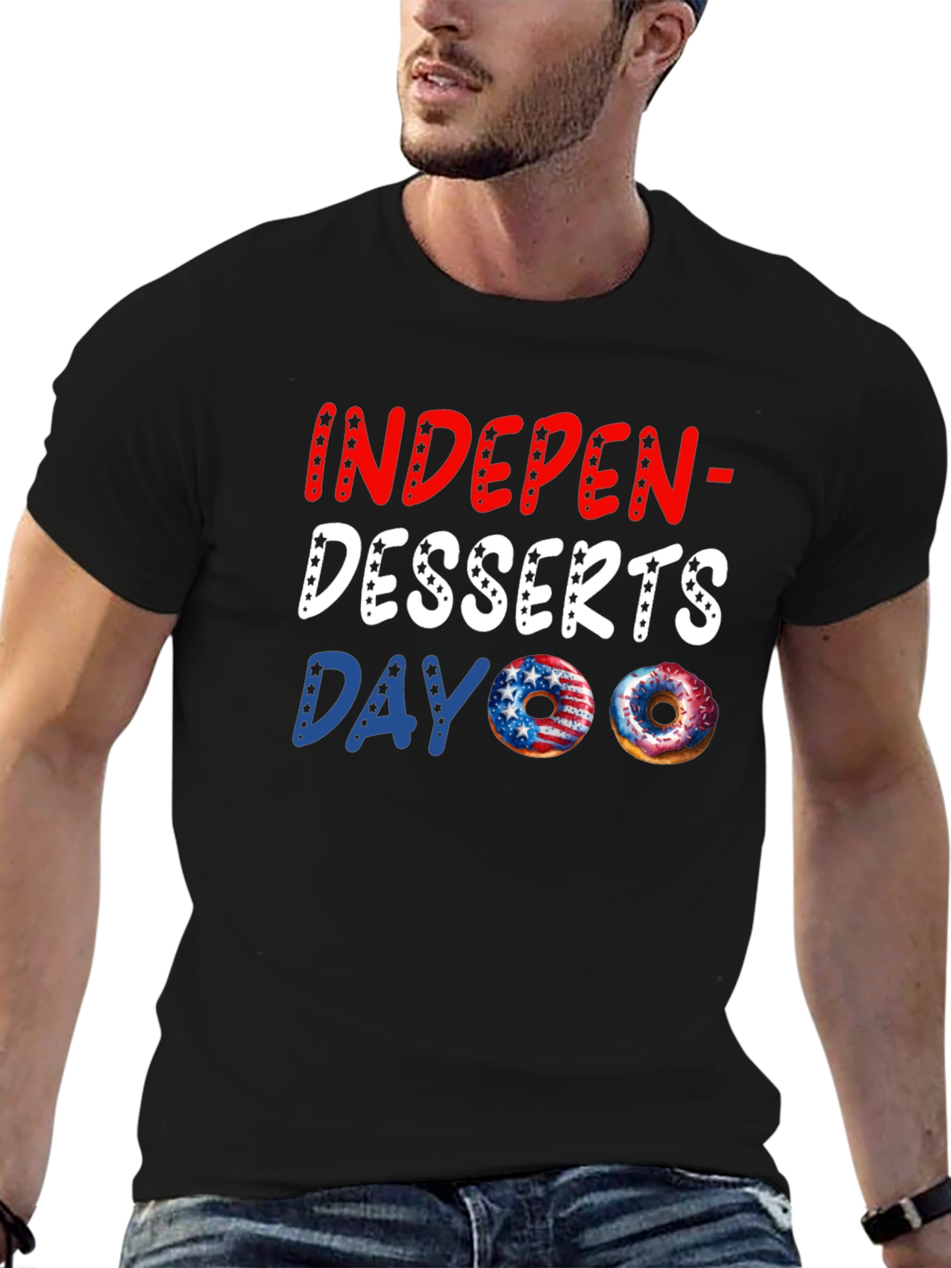 Indepen-Desserts Day T-Shirt Patriotic Donut Tee