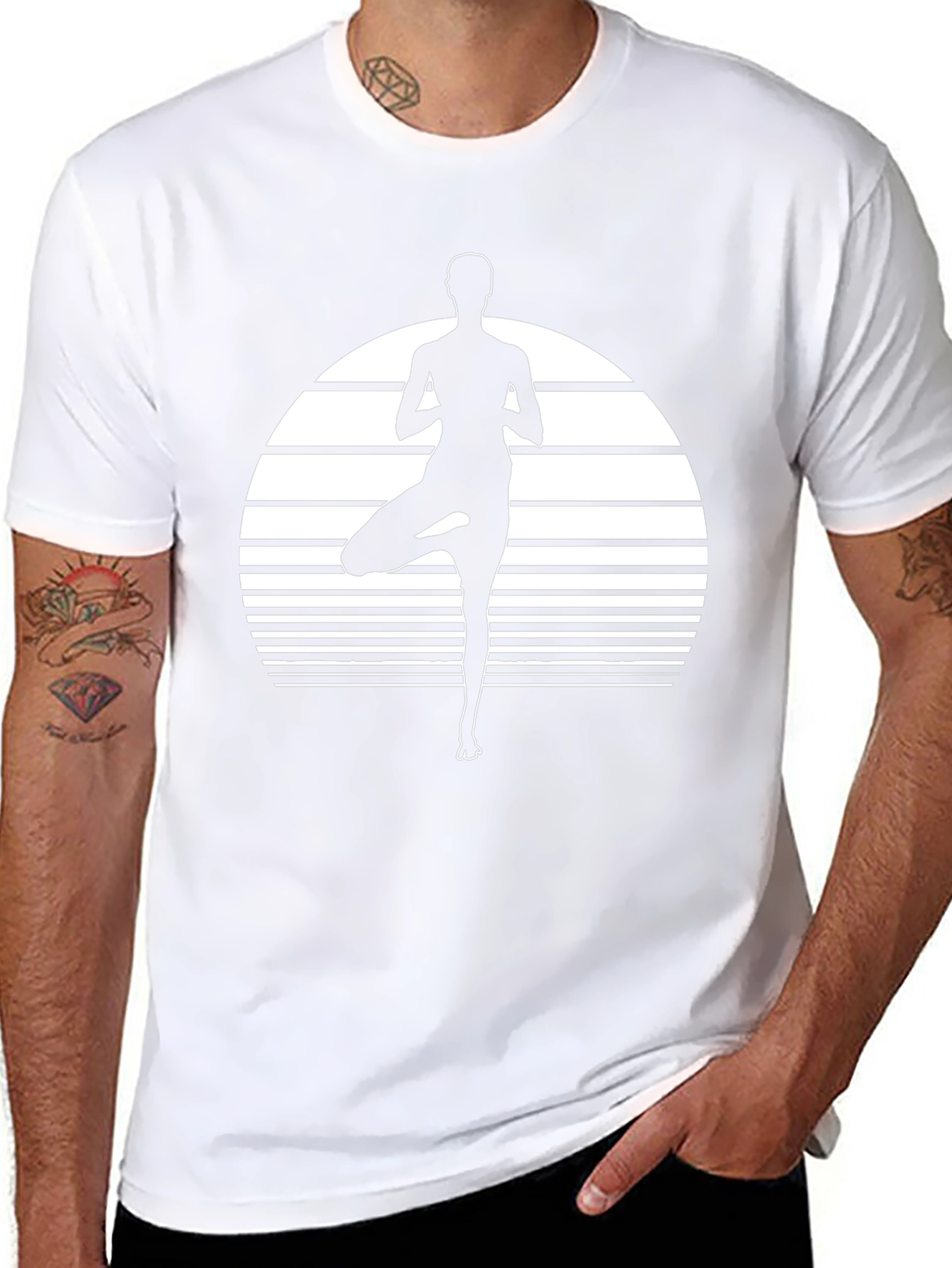 Yoga Pose Graphic Tee - Black Cotton Blend Shirt
