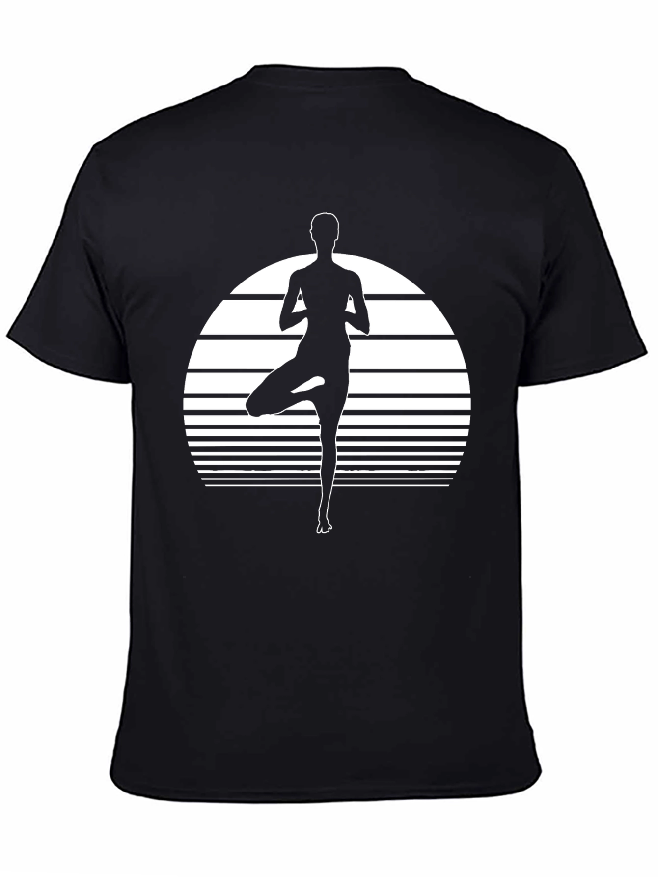 Yoga Pose Graphic Tee - Black Cotton Blend Shirt
