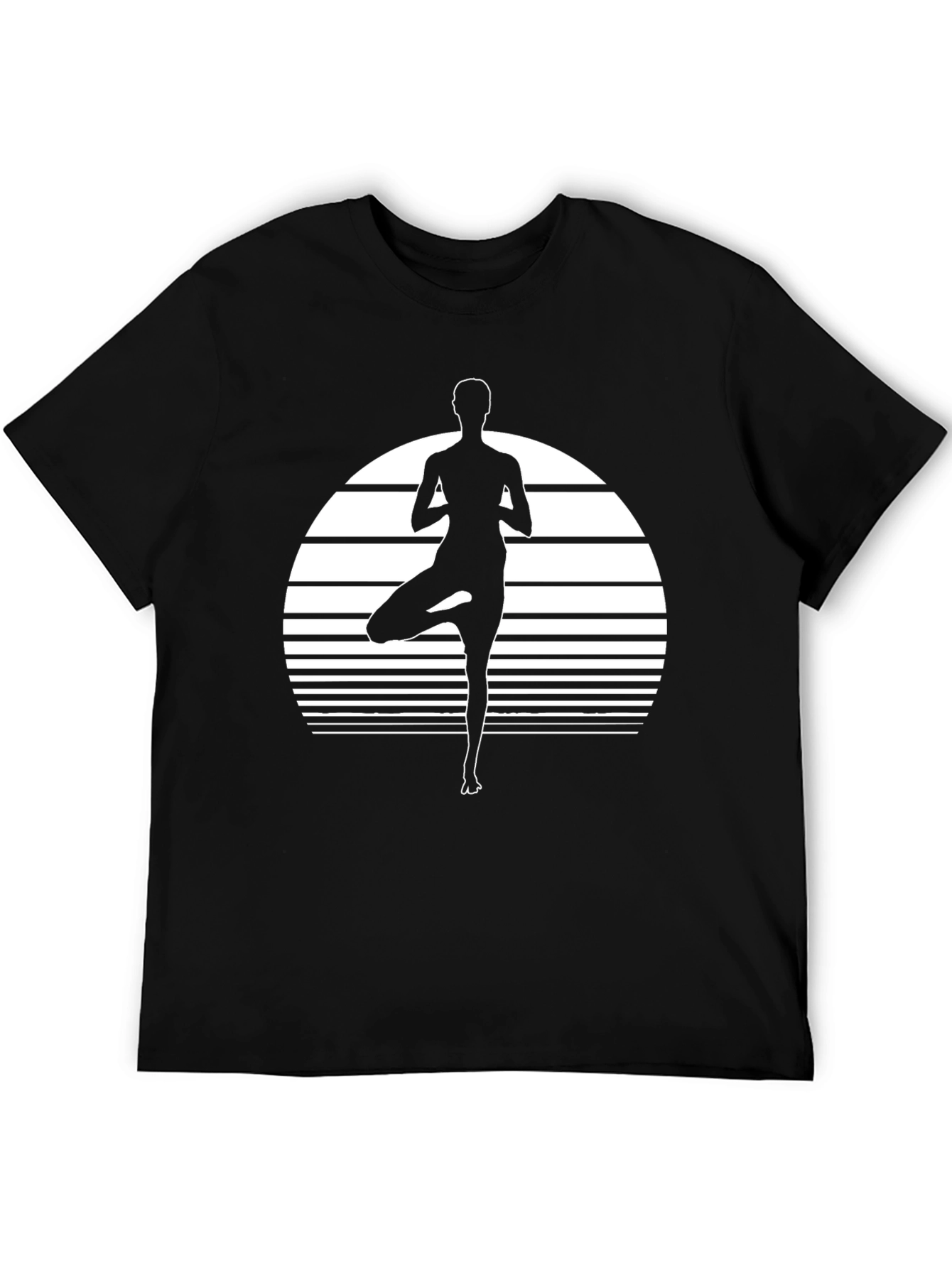 Yoga Pose Graphic Tee - Black Cotton Blend Shirt