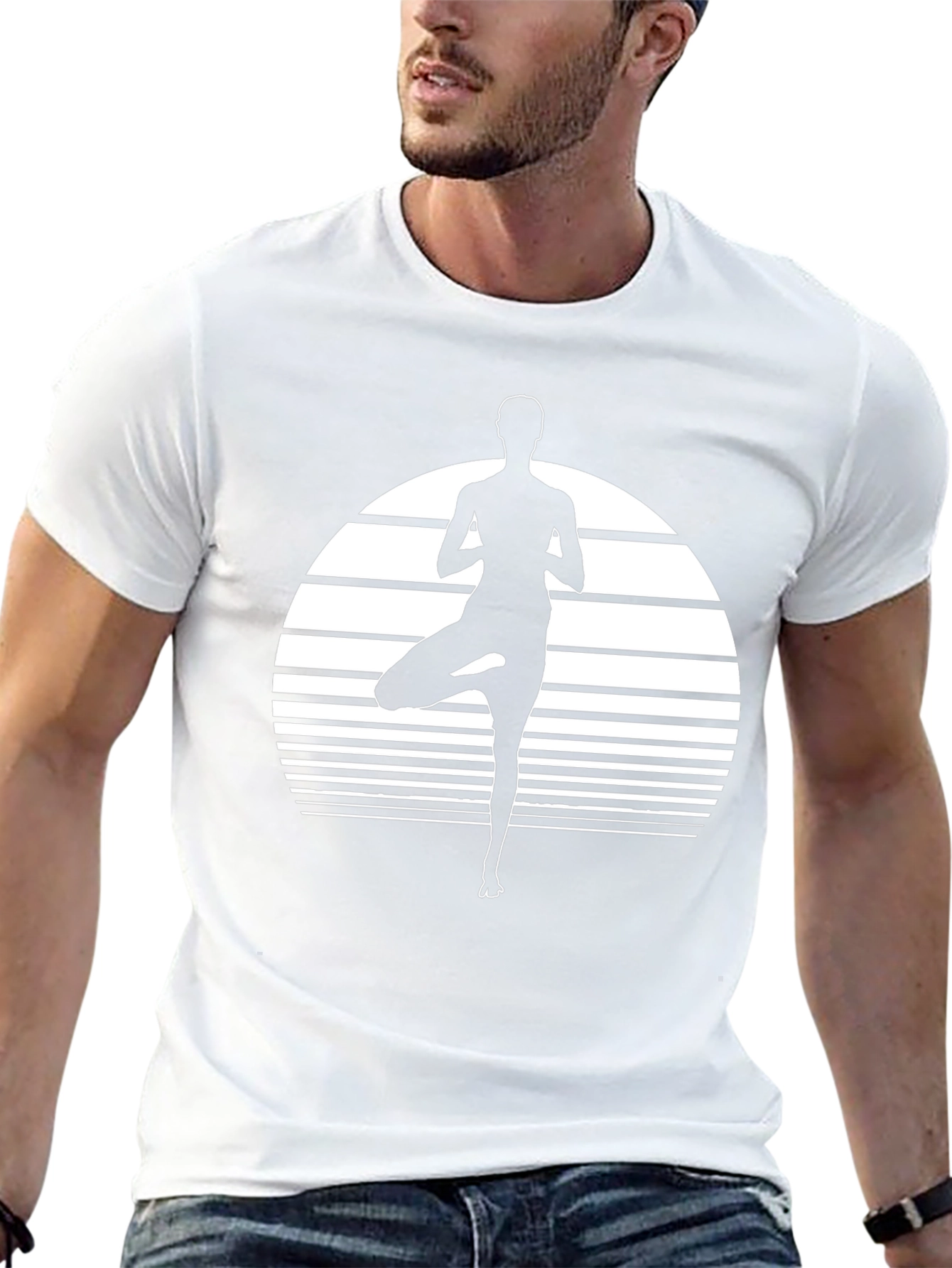 Yoga Pose Graphic Tee - Black Cotton Blend Shirt