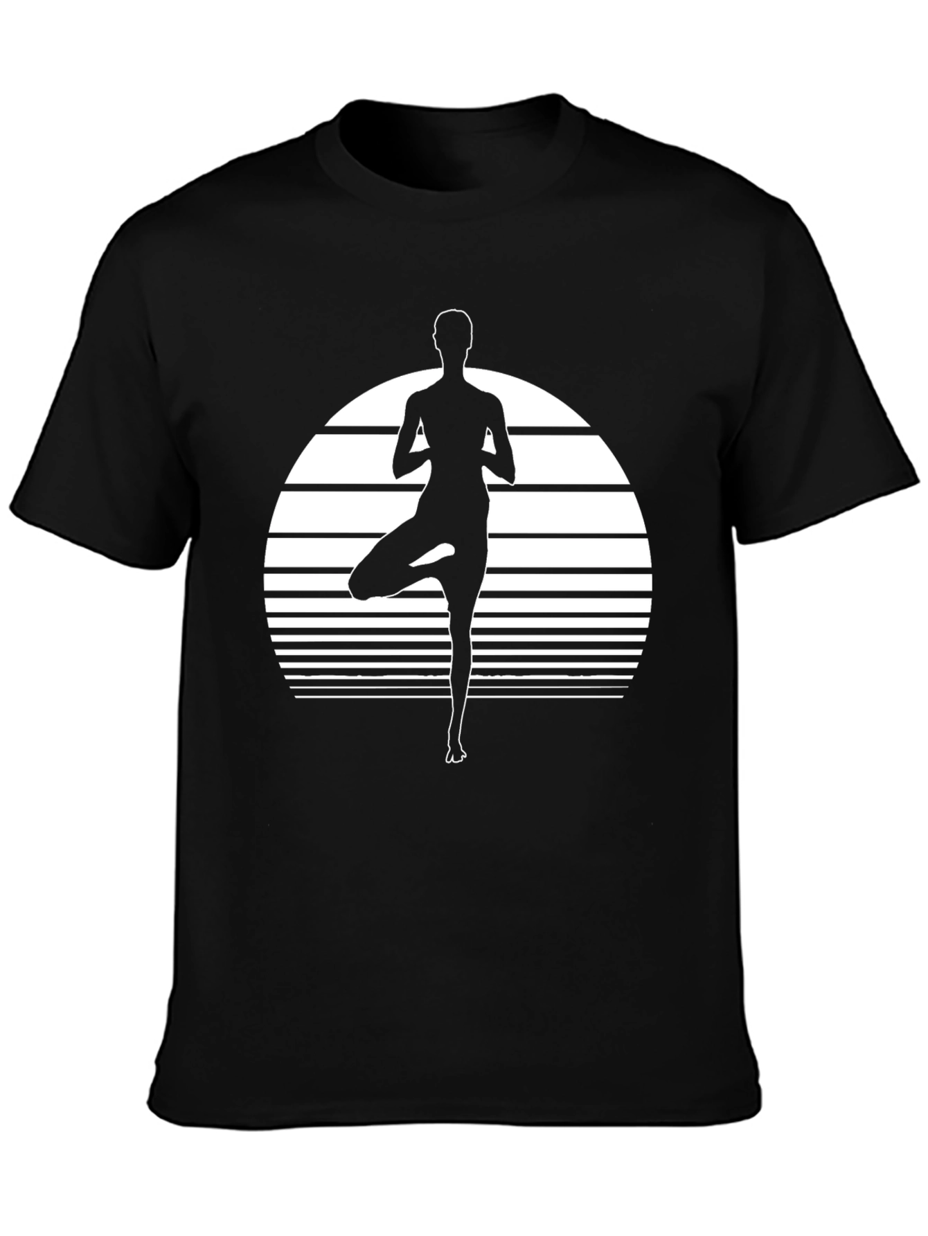 Yoga Pose Graphic Tee - Black Cotton Blend Shirt