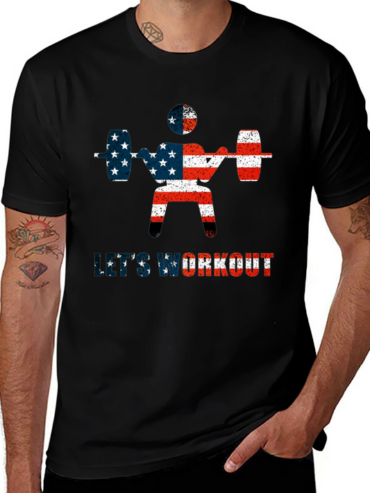Patriotic Workout T-Shirt - American Flag Design