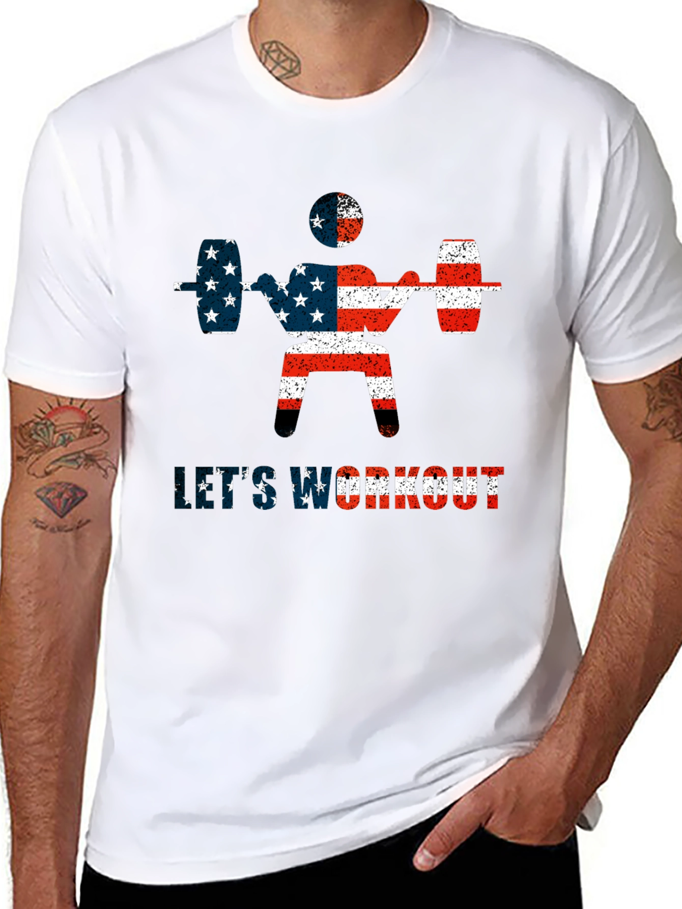 Patriotic Workout T-Shirt - American Flag Design