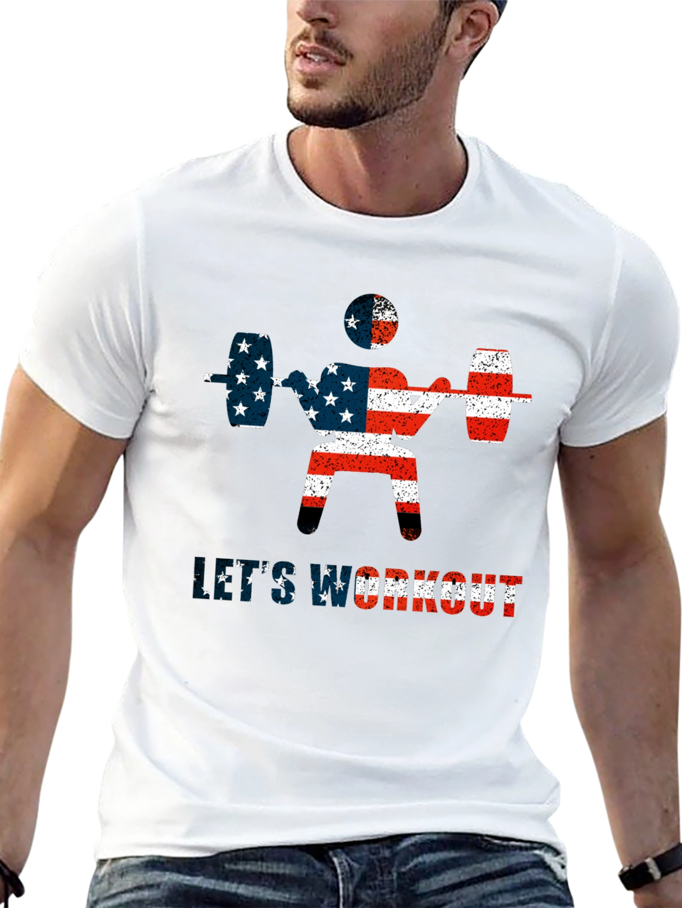 Patriotic Workout T-Shirt - American Flag Design