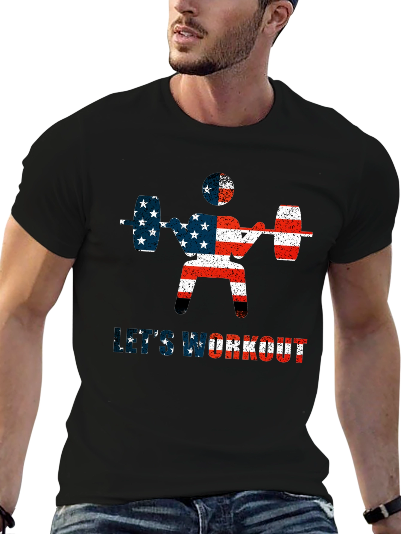 Patriotic Workout T-Shirt - American Flag Design