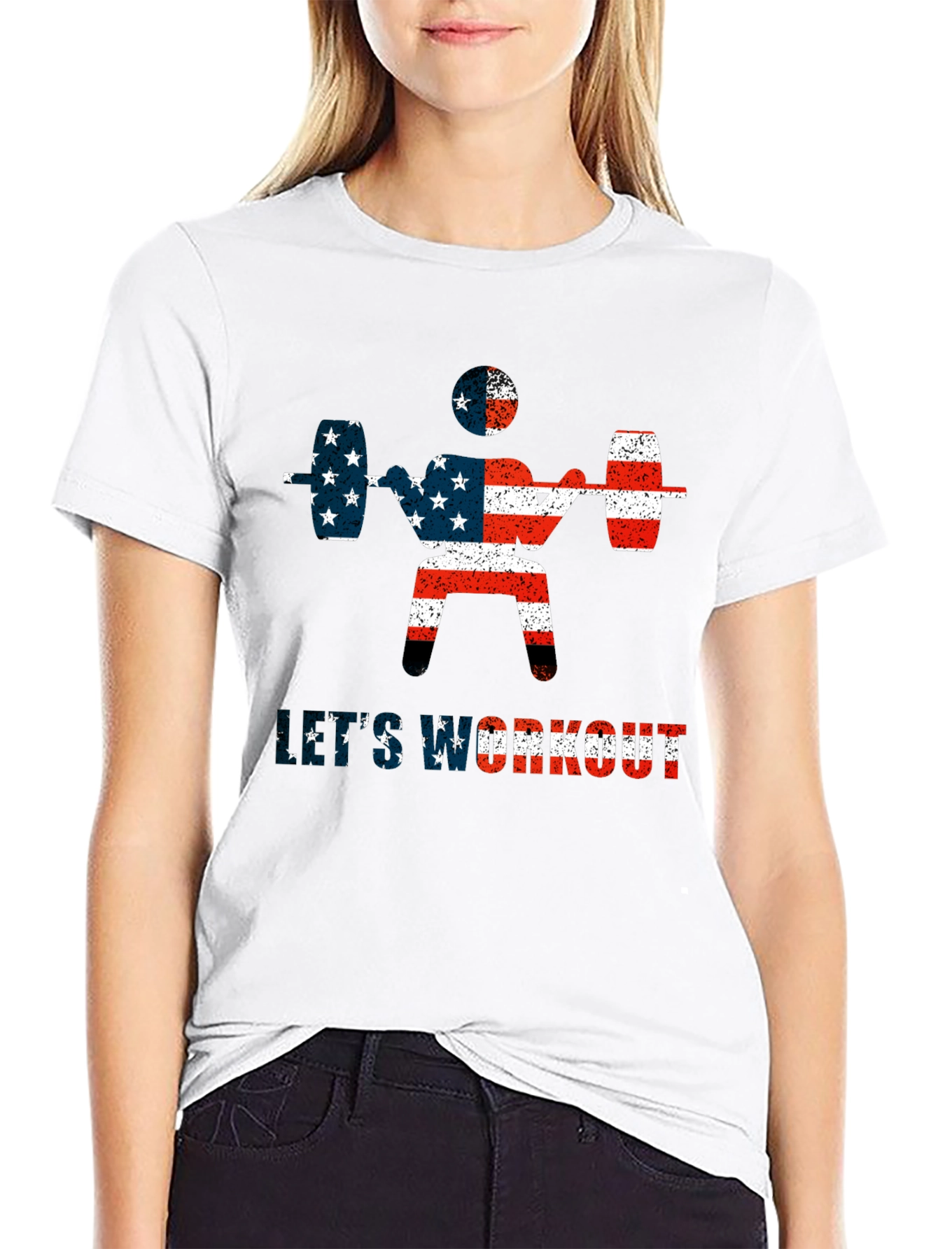 Patriotic Workout T-Shirt - American Flag Design