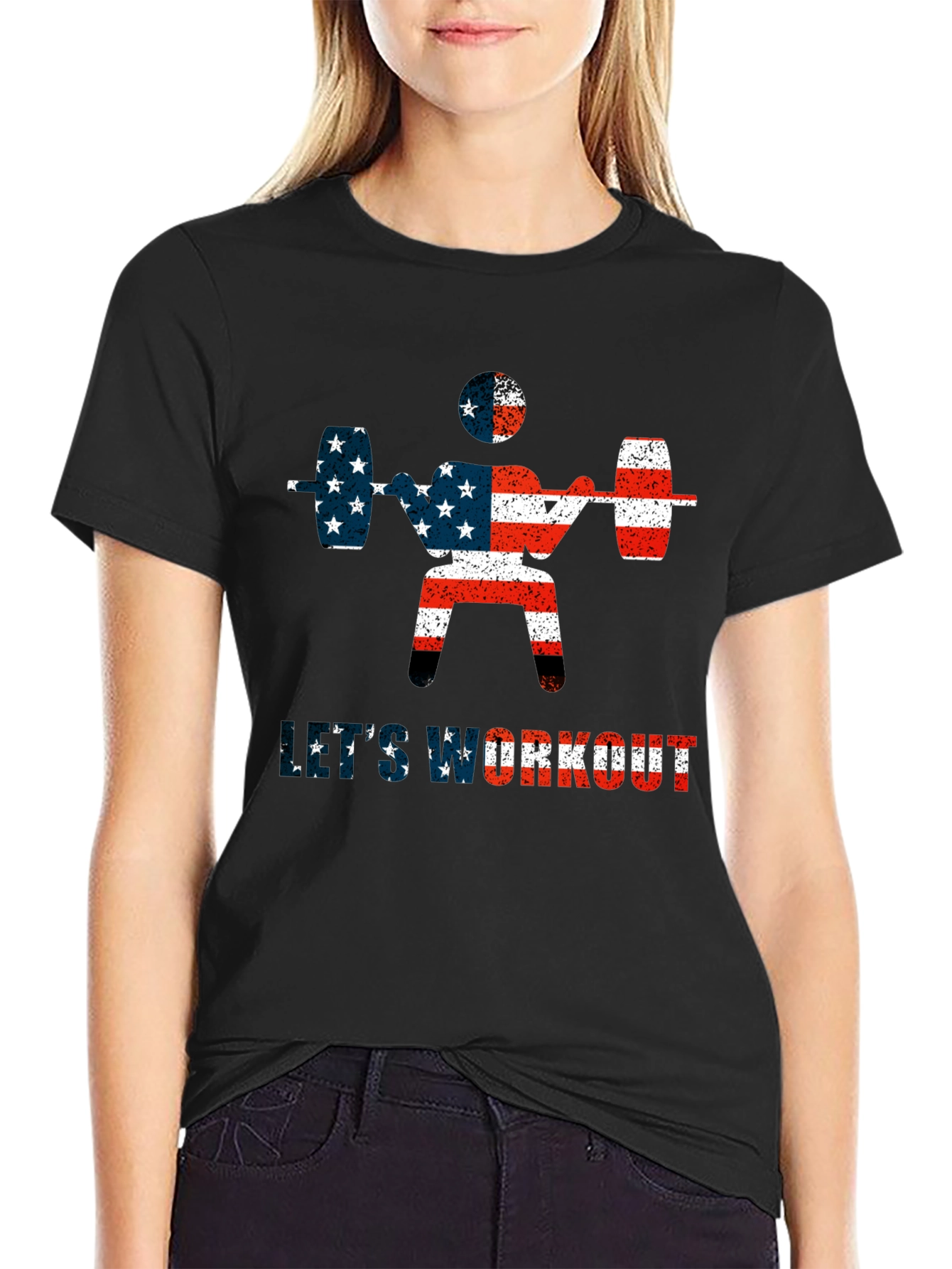 Patriotic Workout T-Shirt - American Flag Design