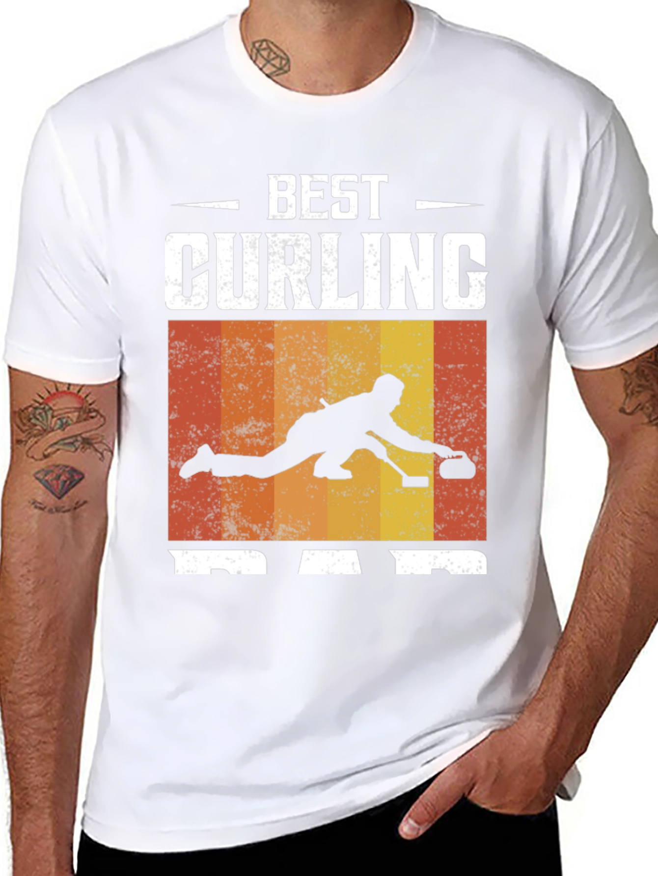 Best Curling Dad T-Shirt Black Graphic Tee