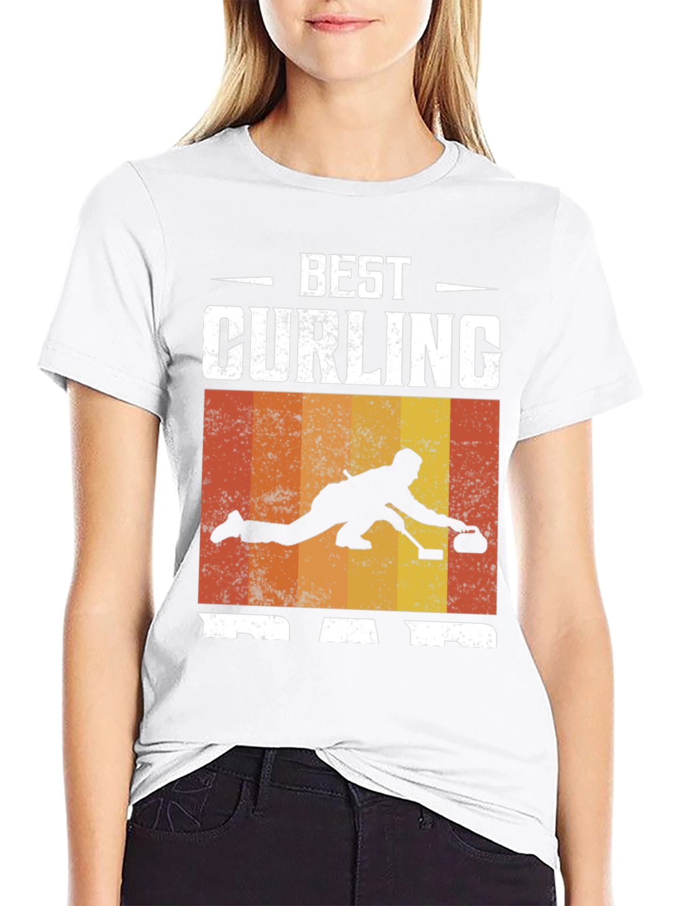 Best Curling Dad T-Shirt Black Graphic Tee