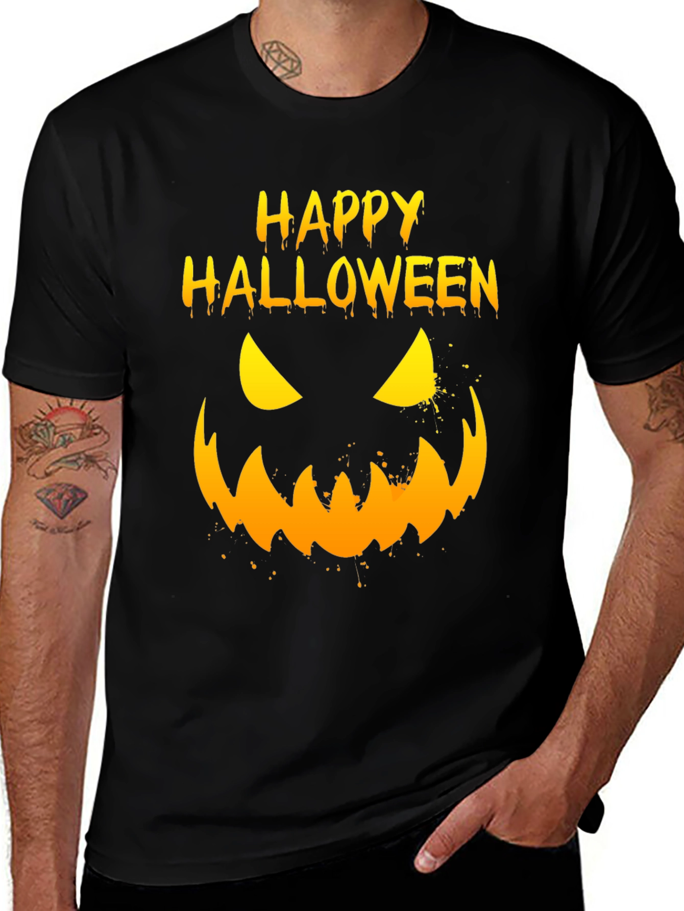 Happy Halloween Pumpkin Face Graphic T-Shirt