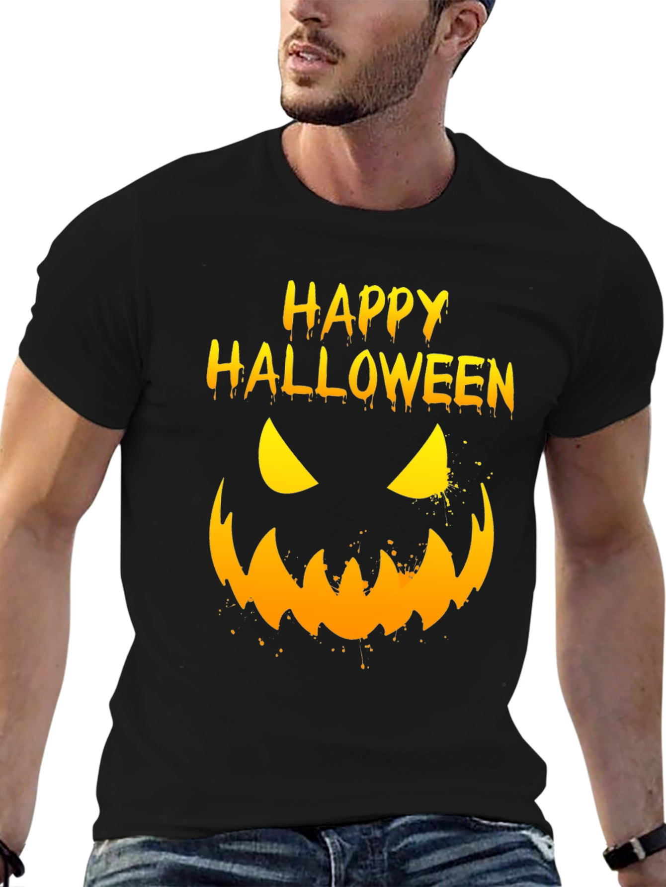 Happy Halloween Pumpkin Face Graphic T-Shirt