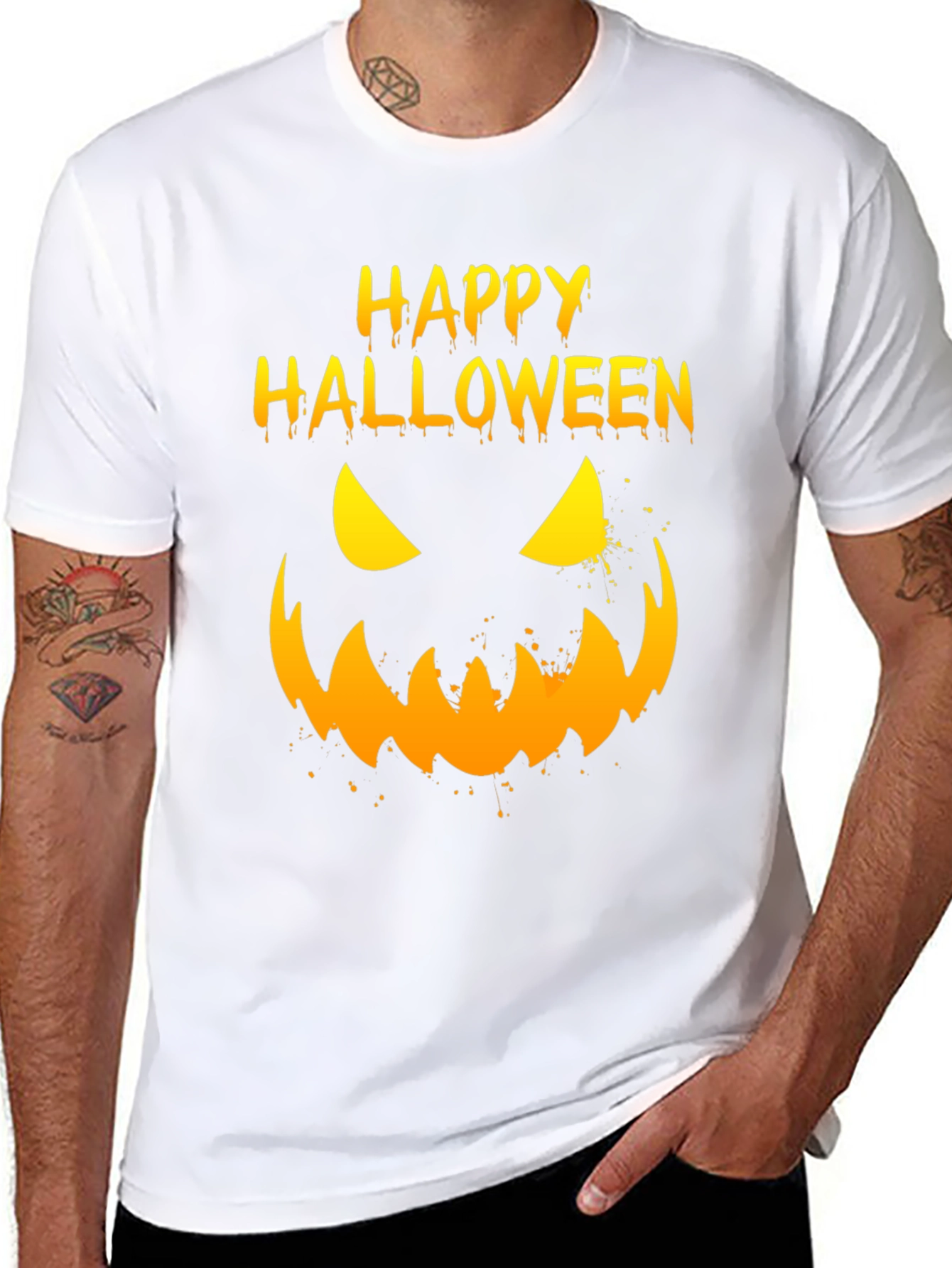 Happy Halloween Pumpkin Face Graphic T-Shirt