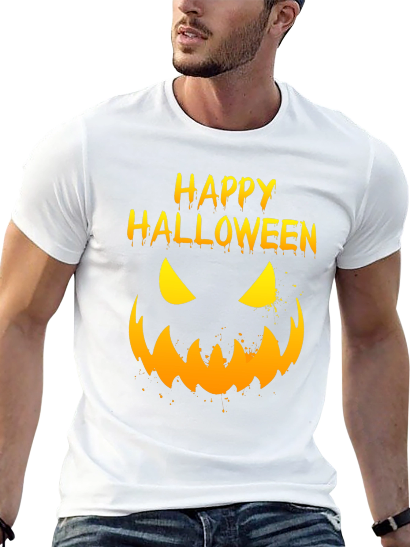 Happy Halloween Pumpkin Face Graphic T-Shirt