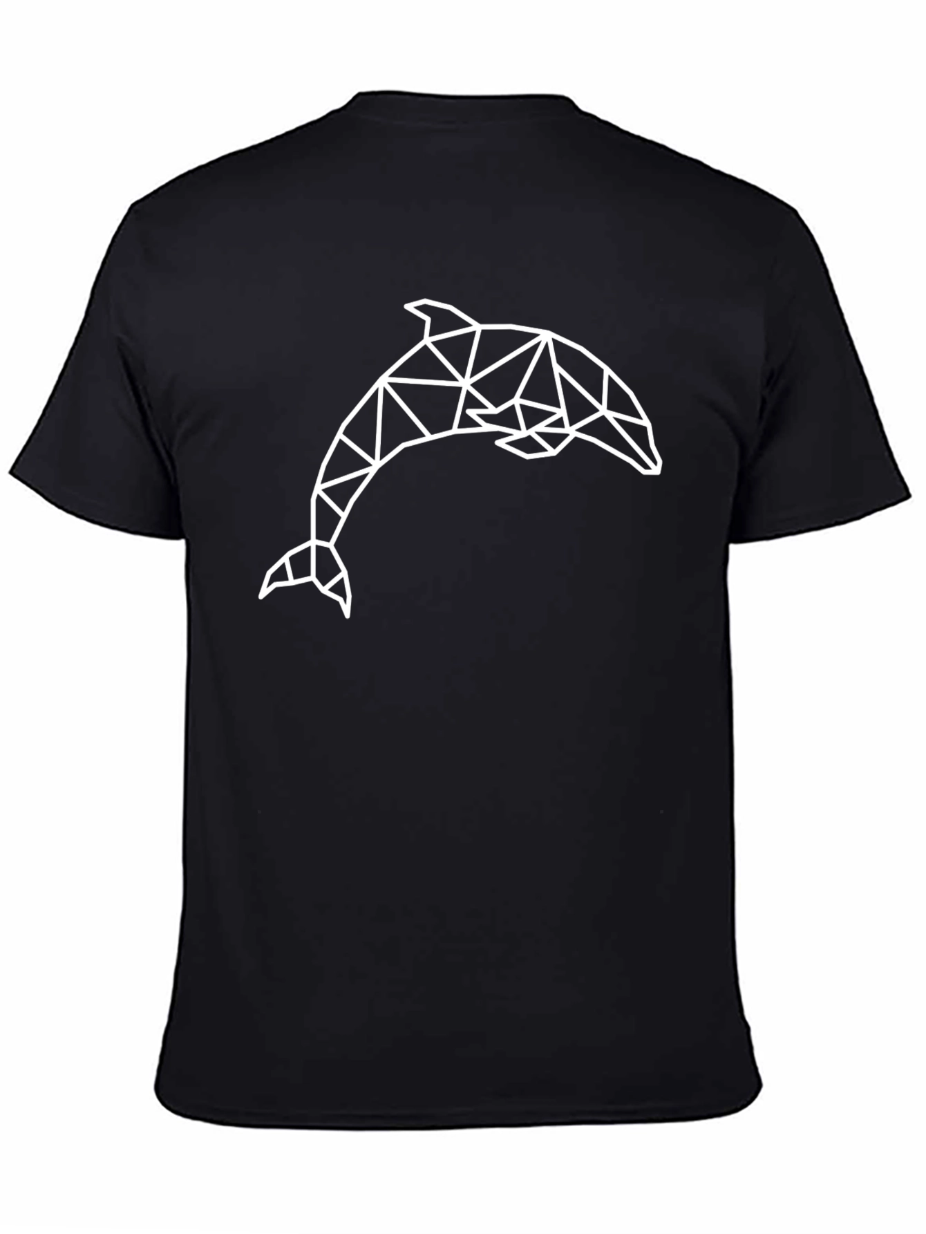 Geometric Dolphin Graphic Black Tee Shirt