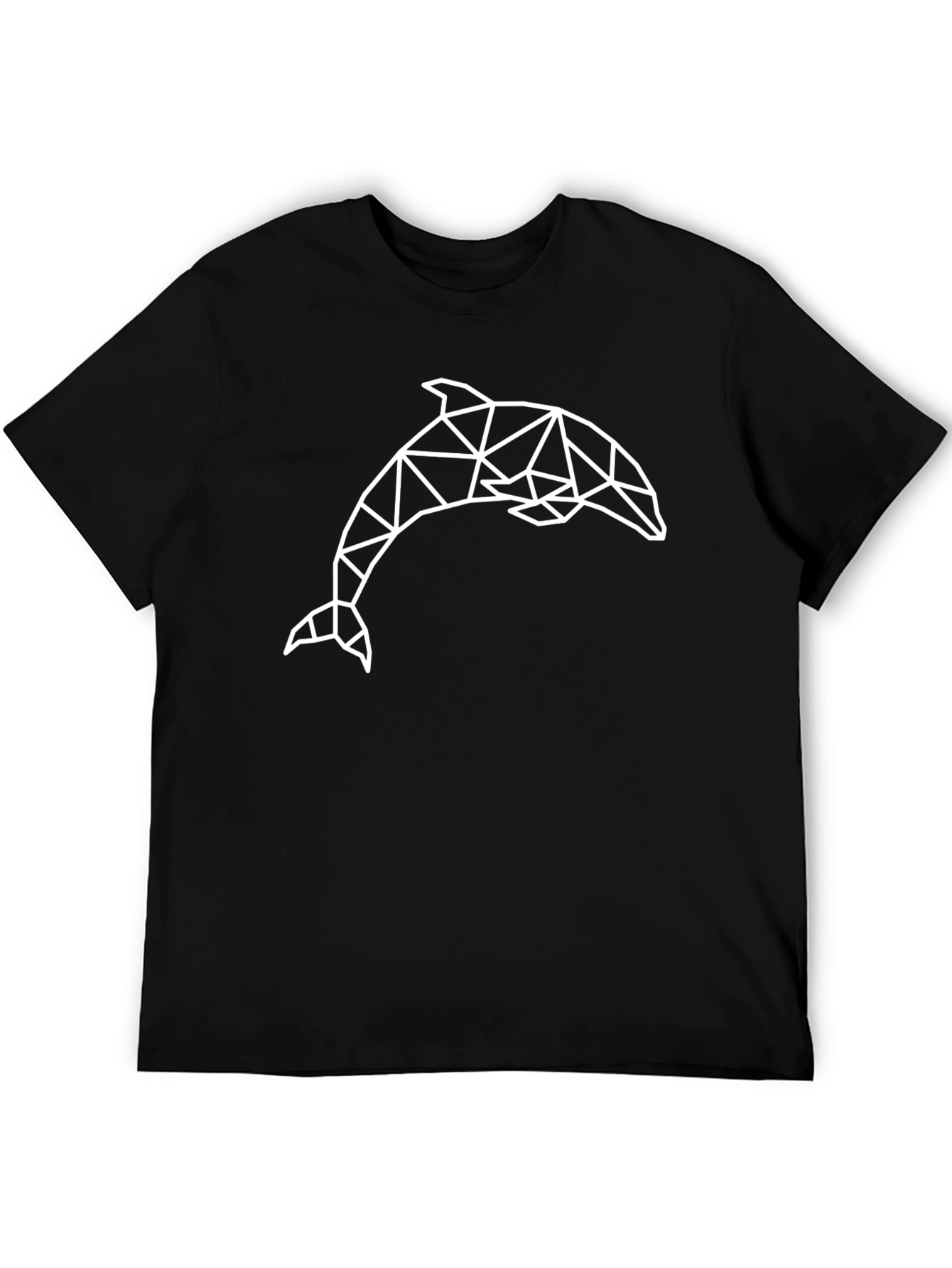 Geometric Dolphin Graphic Black Tee Shirt