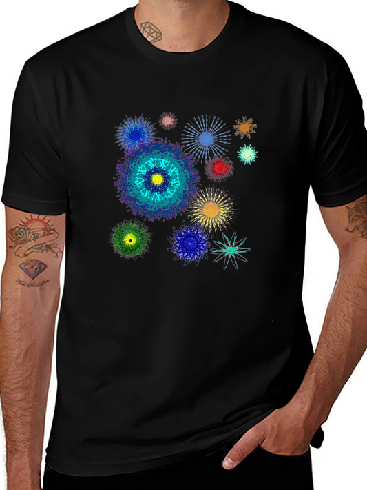 Abstract Mandala Graphic Print Black T-Shirt