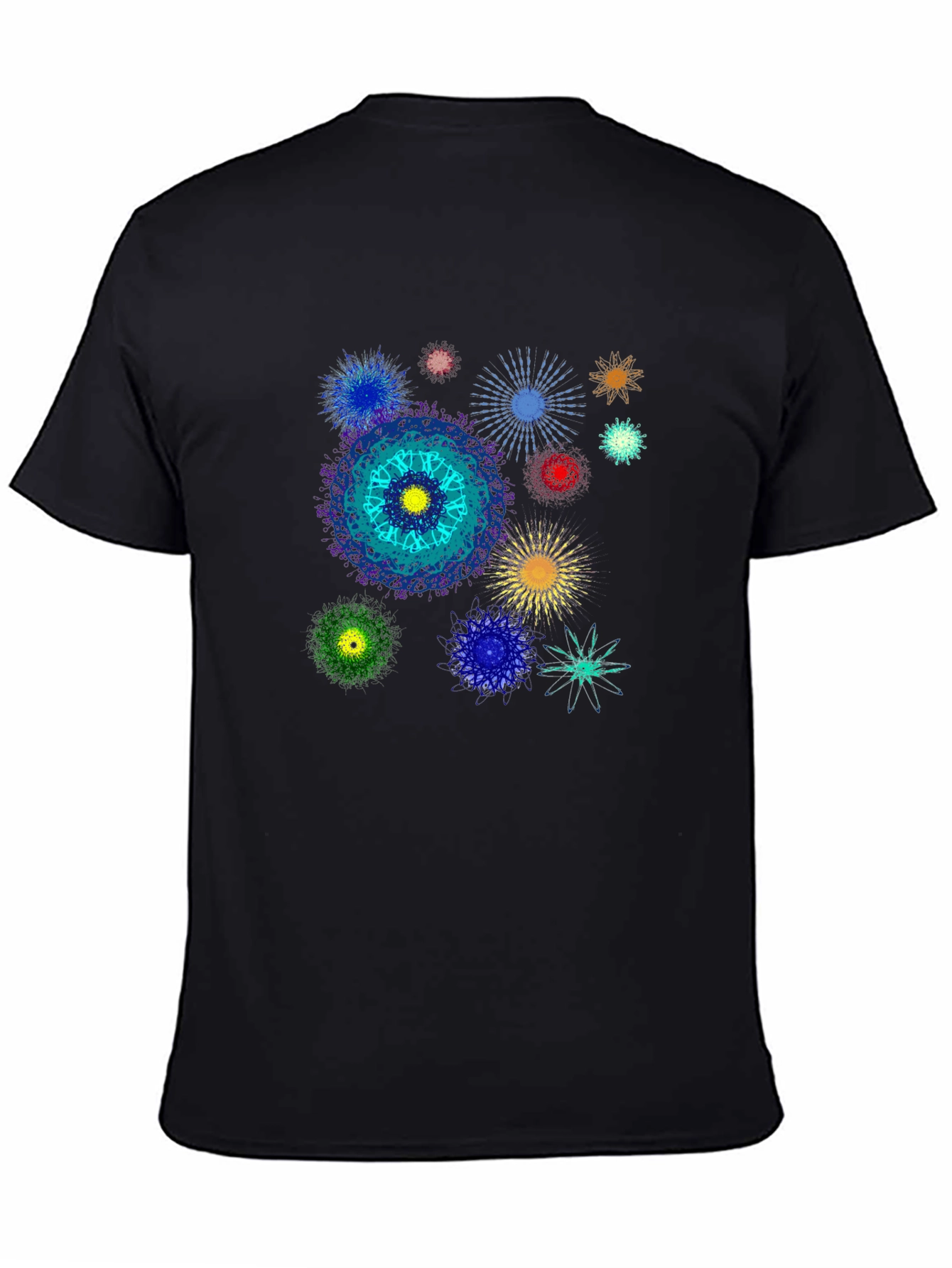 Abstract Mandala Graphic Print Black T-Shirt