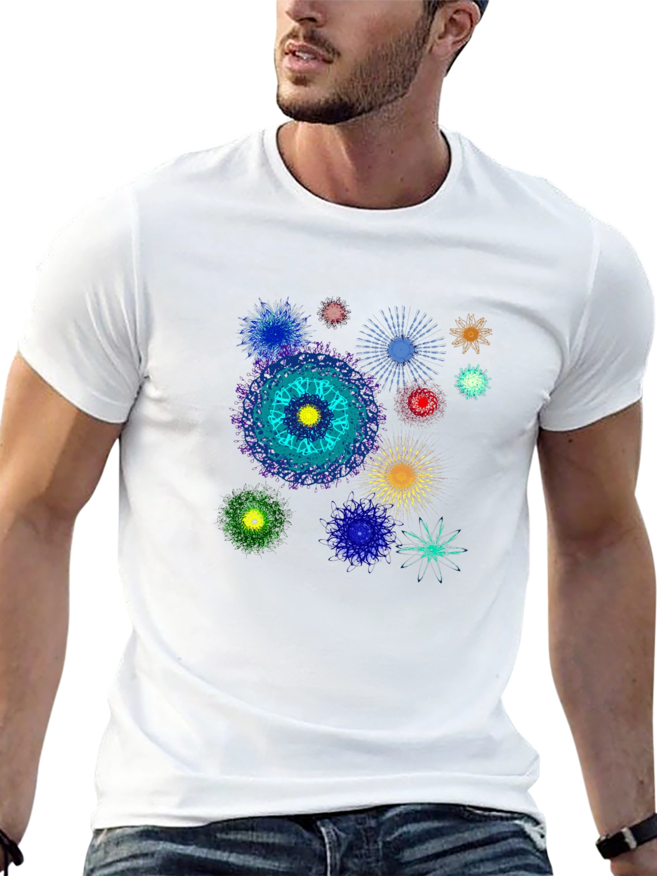 Abstract Mandala Graphic Print Black T-Shirt