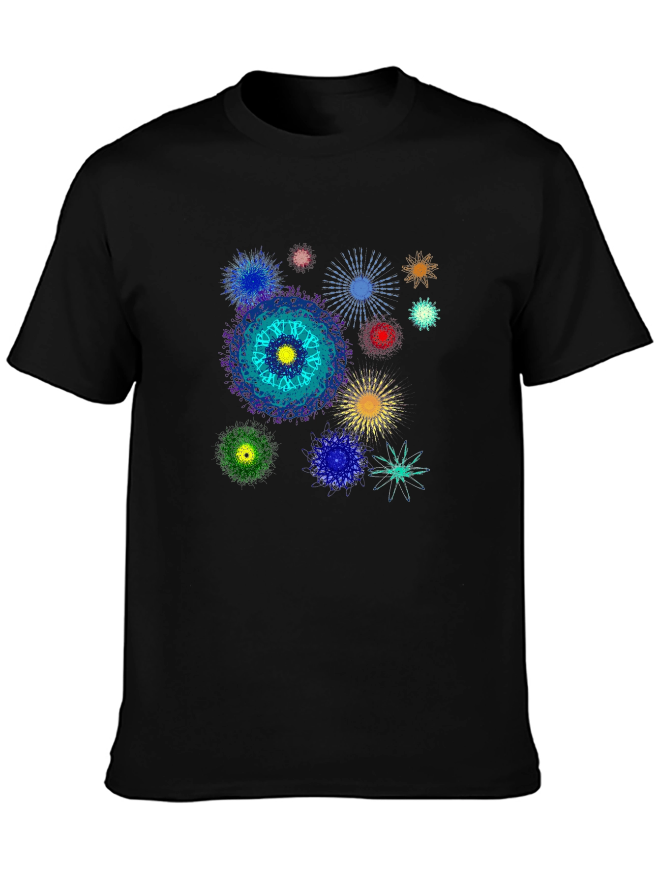 Abstract Mandala Graphic Print Black T-Shirt