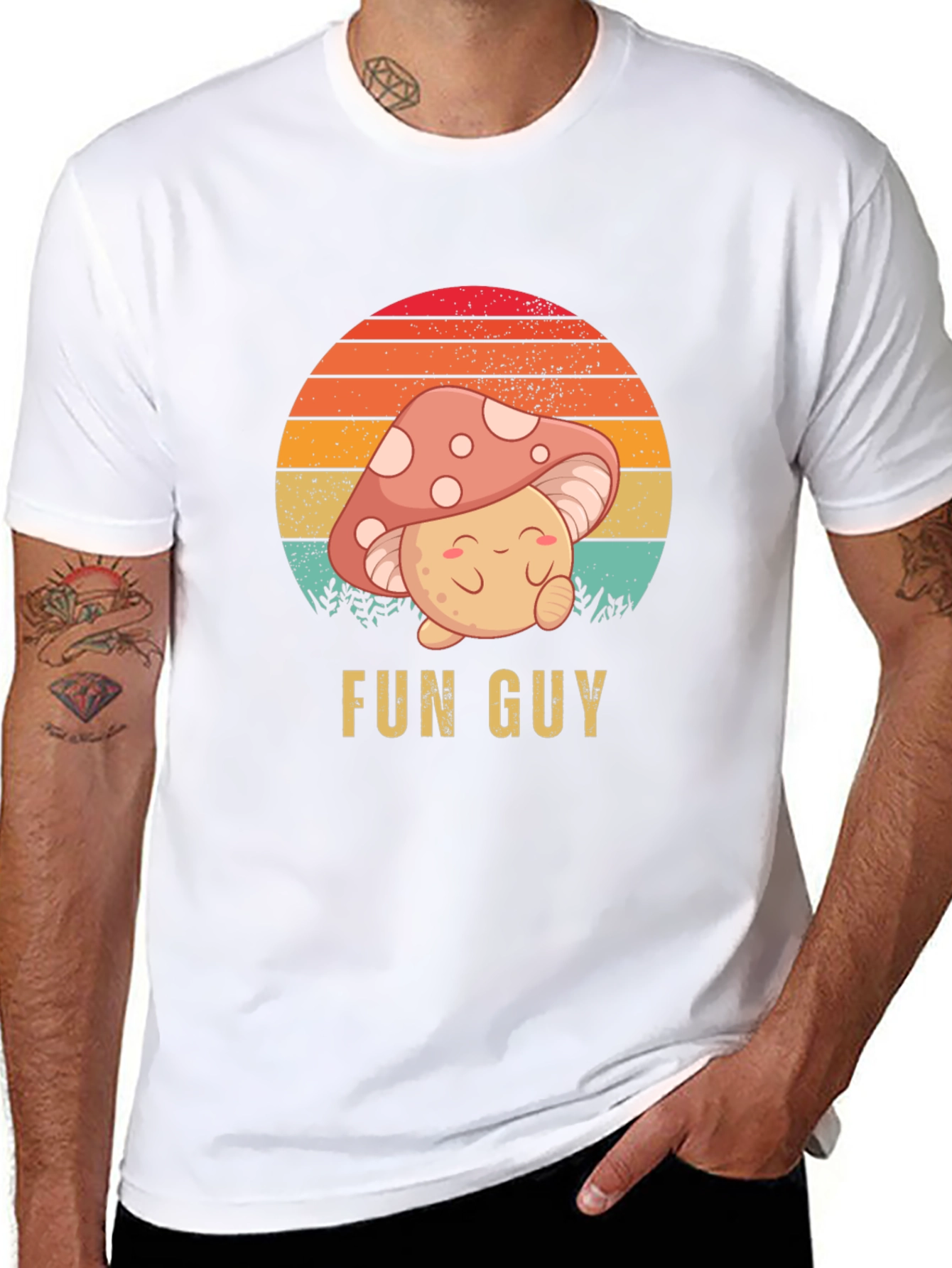 Fun Guy Graphic T-Shirt - Mushroom Design