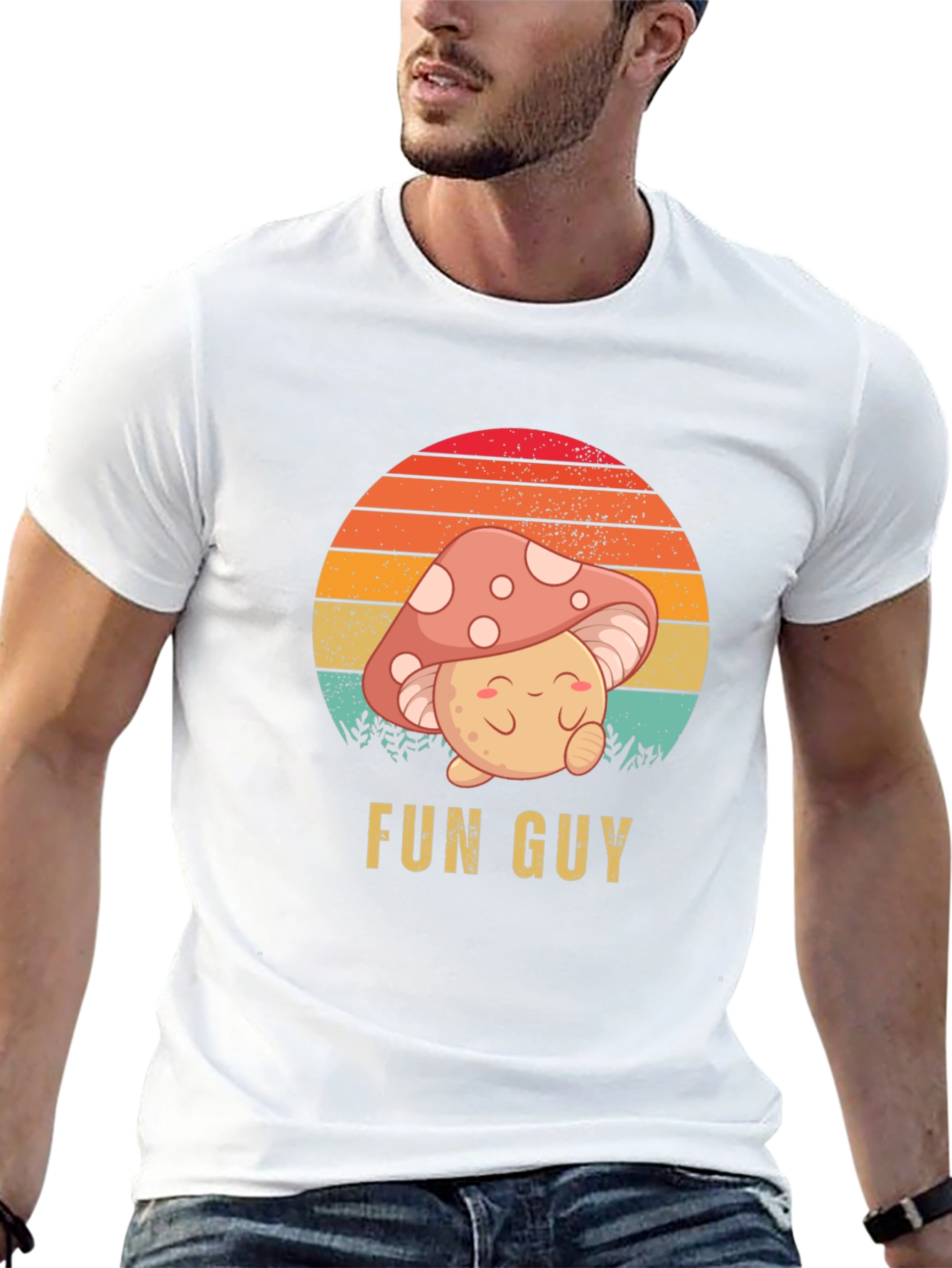 Fun Guy Graphic T-Shirt - Mushroom Design