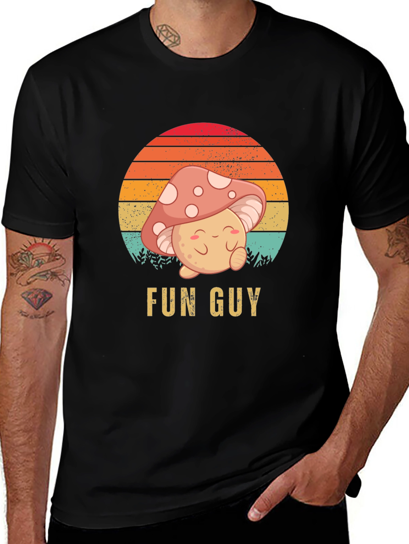 Fun Guy Graphic T-Shirt - Mushroom Design