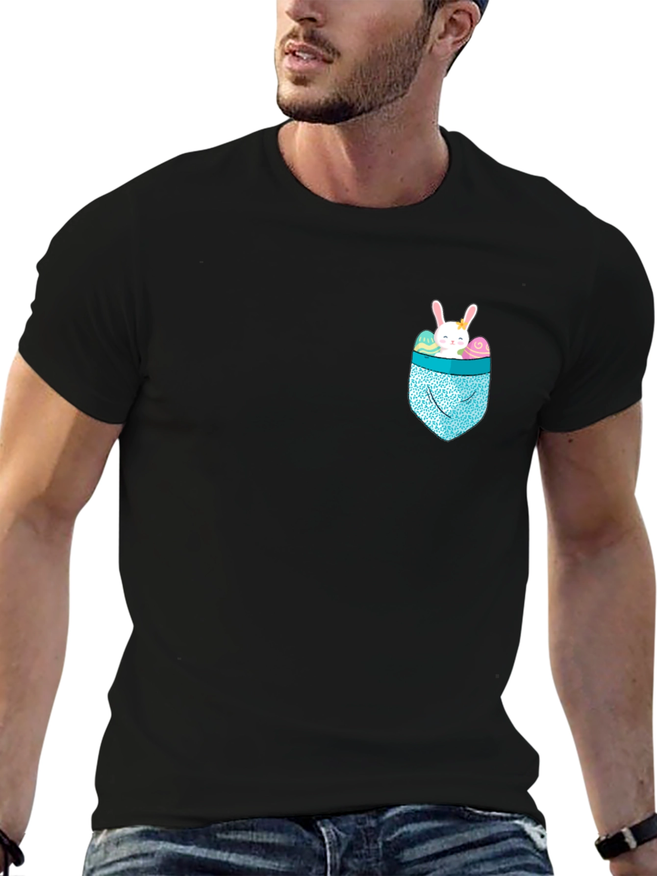 Bunny Pocket Easter T-Shirt - Cute Holiday Apparel