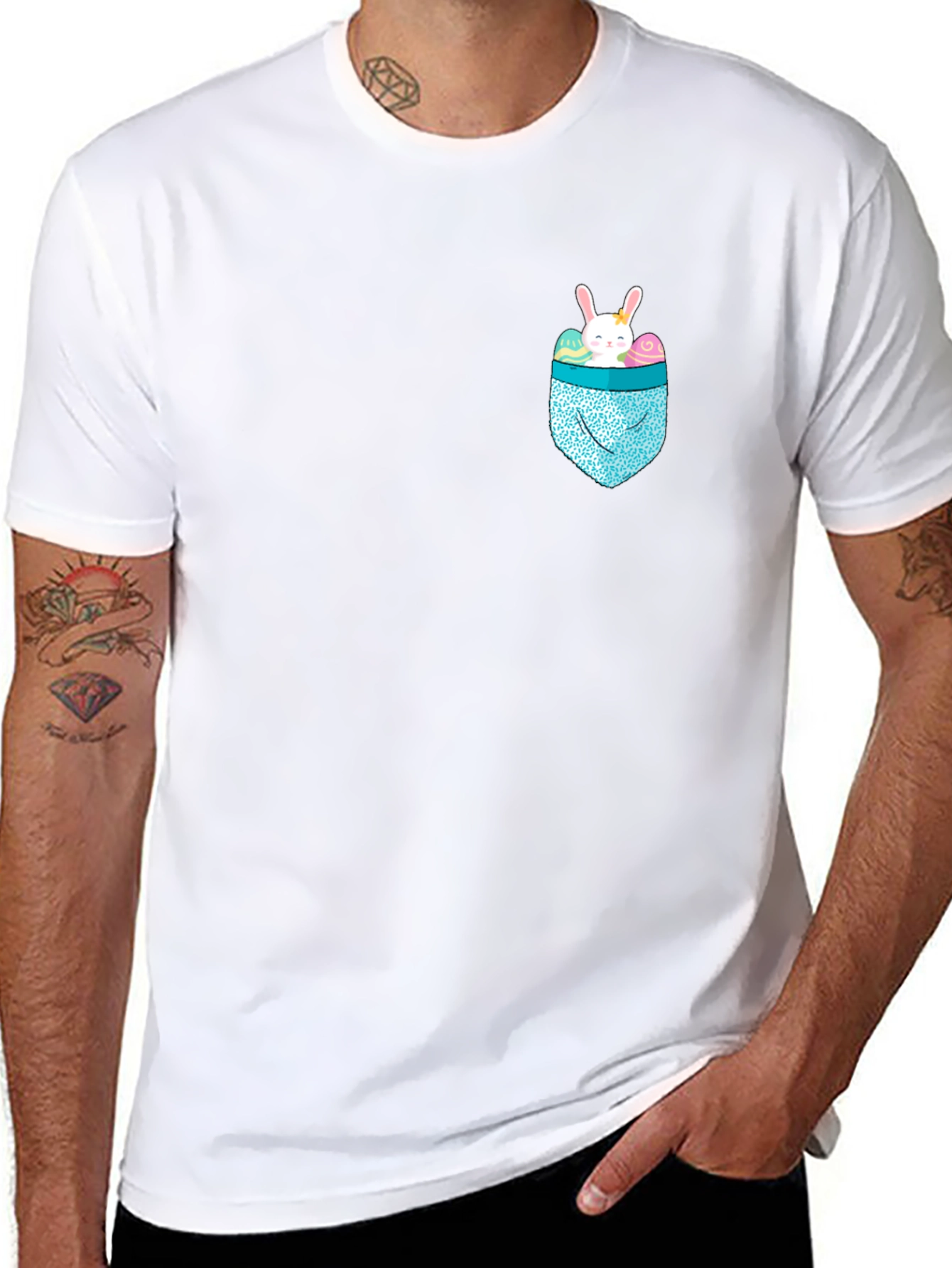 Bunny Pocket Easter T-Shirt - Cute Holiday Apparel
