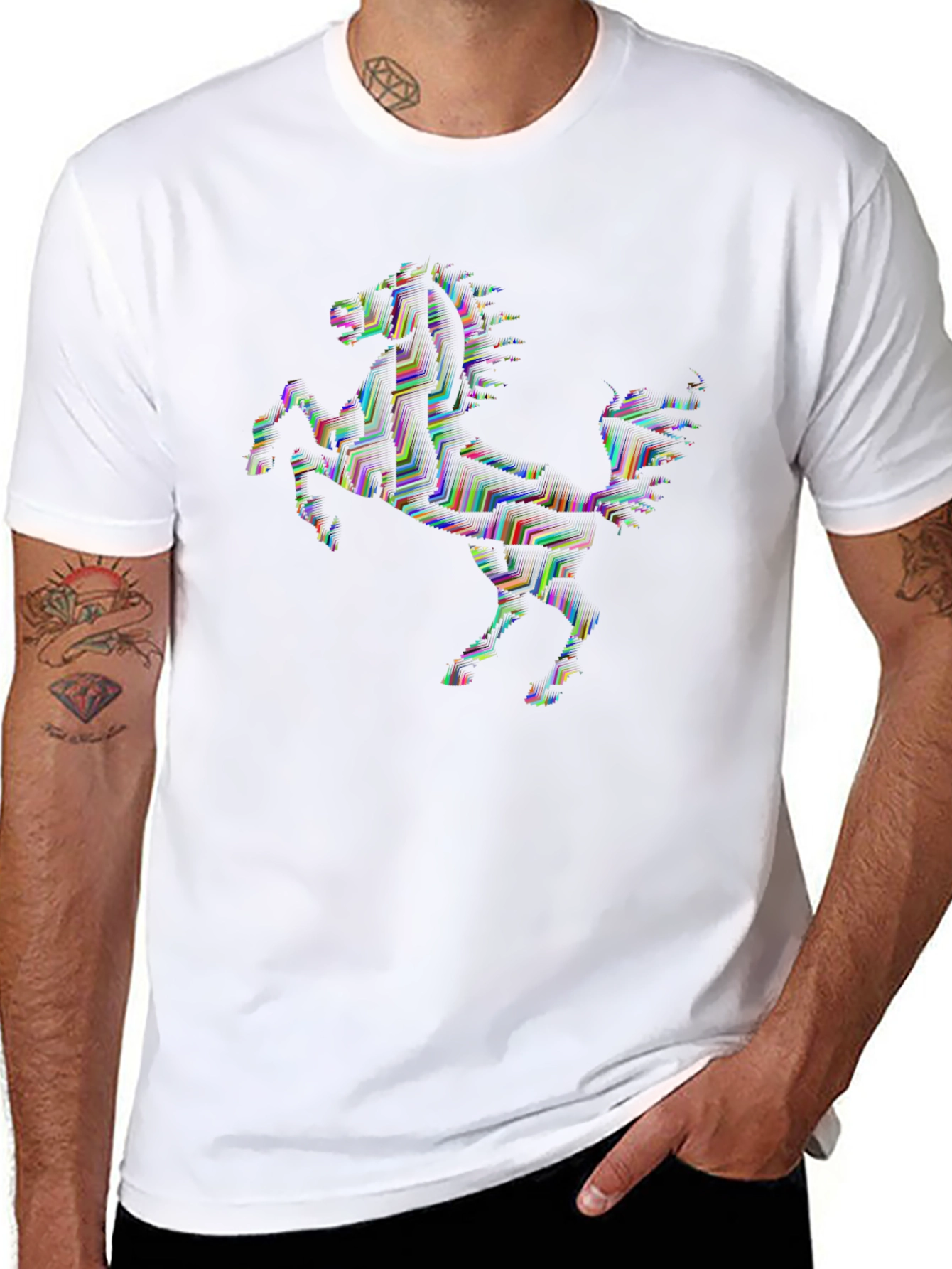 Abstract Horse Graphic Tee - Black